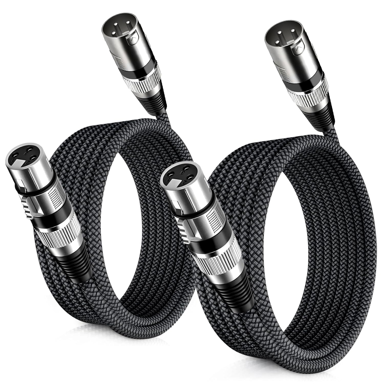 Elebase XLR Microphone Cable 1M 2Pack,Xlr Male to XLR Female Mic Cord,3-Pin Balanced Shielded Cables Wire,For Amplifier Mixer,Recording Studio,Speaker Systems,Foot,Ft