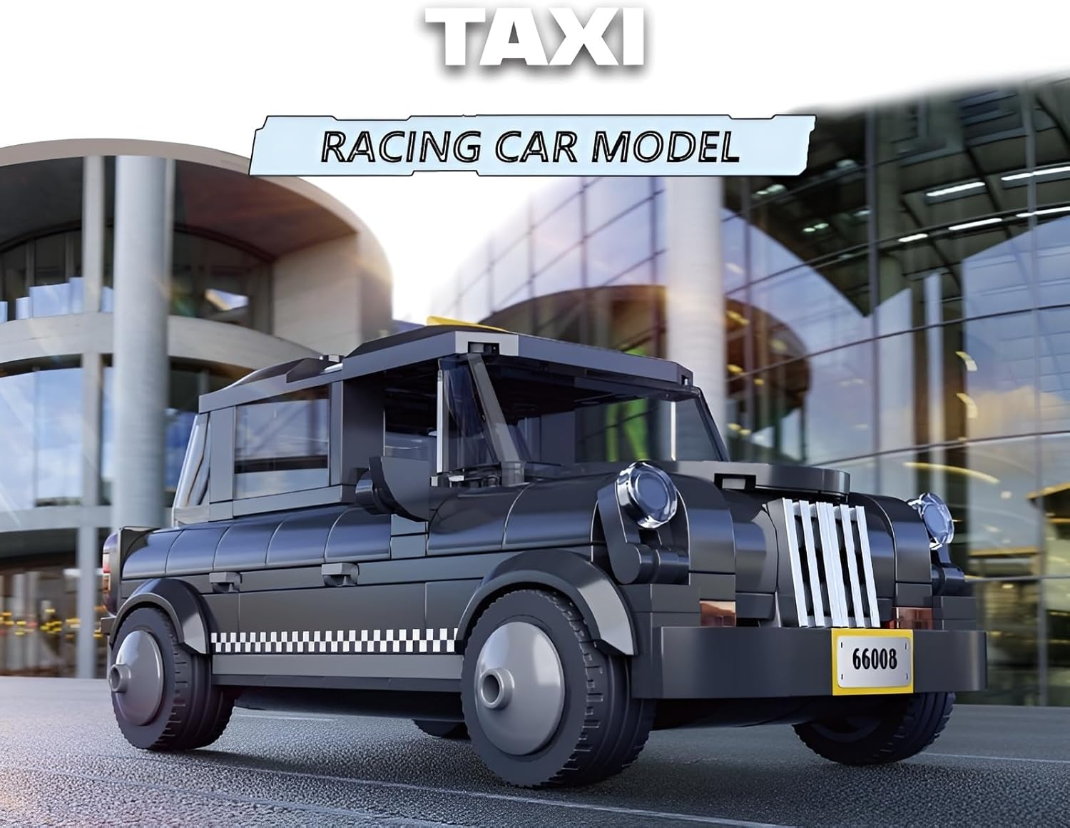 Technik British Taxi Building Blocks Set, 304 Pieces, Retro Taxi Clamping Blocks, Sports Car Toy Kits, Model Car Gift for Adults and Children, Compatible with L image number 5