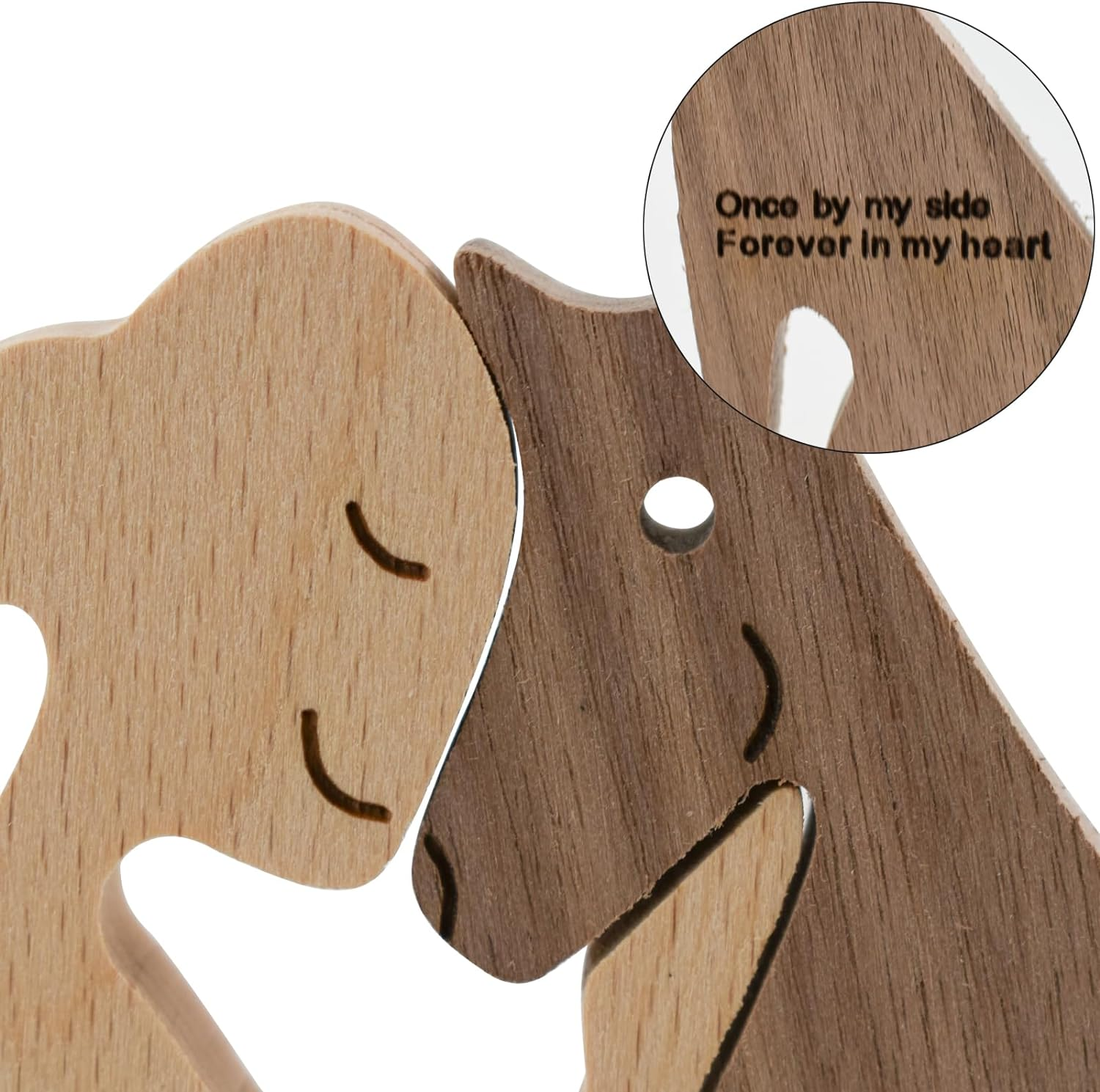 Enkrio Wooden Dog Figurines Dog Statue Wooden Sculptures Handmade Accents Crafts Wooden Carving Dog for Home Decor (Woman Kiss Dog) image number 5