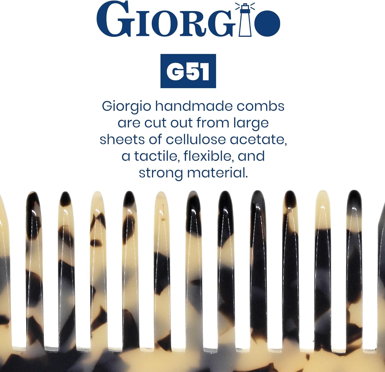 Giorgio G51TW Small Travel Purse Hair Detangling Comb, Wide Teeth Pocket for Thick Curly Wavy Hair. Detangler for Wet and Dry Everyday Care. Handmade of Cellulose, Saw-Cut Hand Polished image number 3