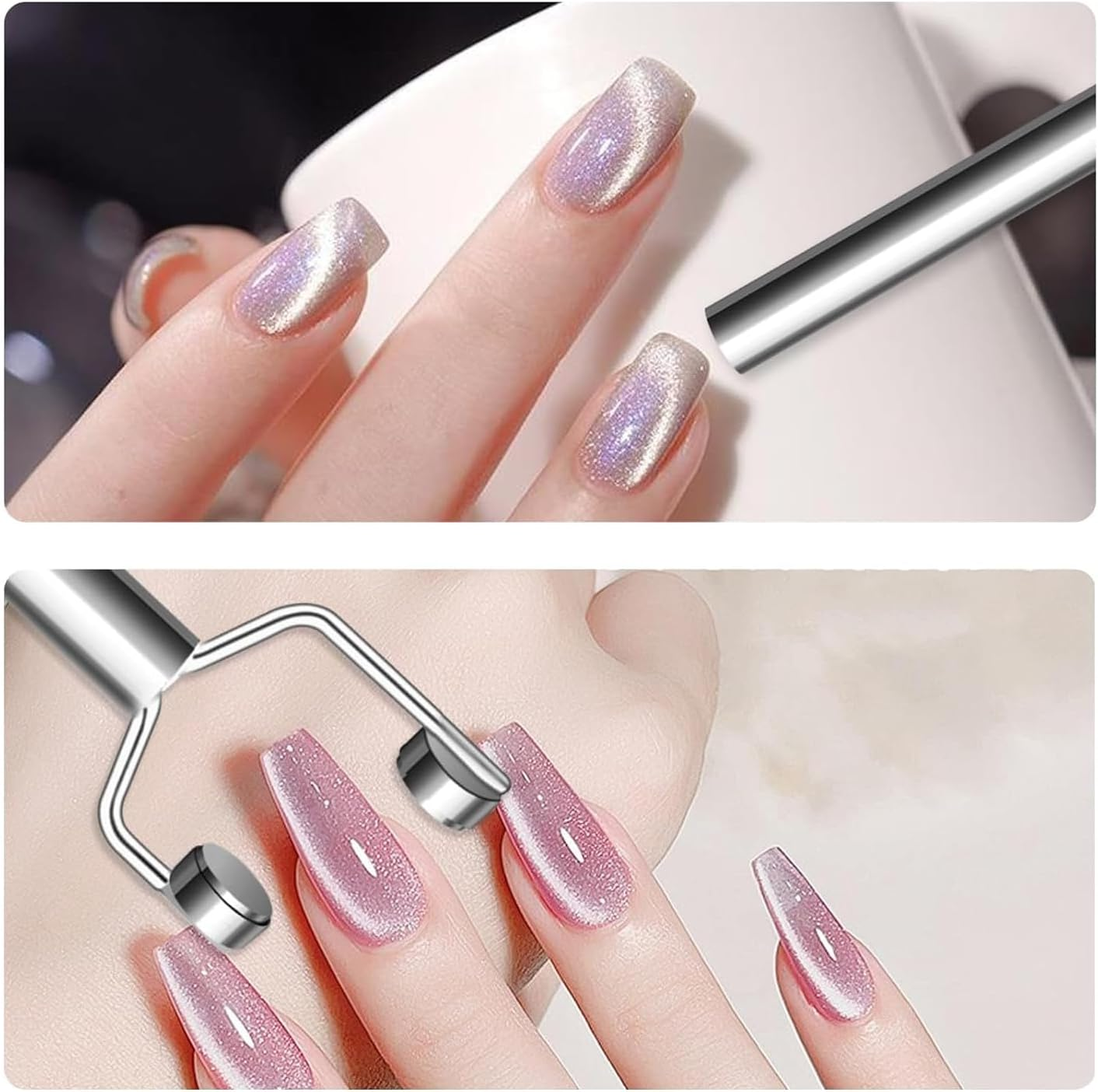 3-In-1 Y-Shaped Cat Eye Nail Magnet, Double Head Magnetic Gel Polish Tool with Powerful Force for Salon & Home, Portable Handheld Nail Art Design for Cat Eye & Glitter Polish, Professional Manicure Kit image number 2