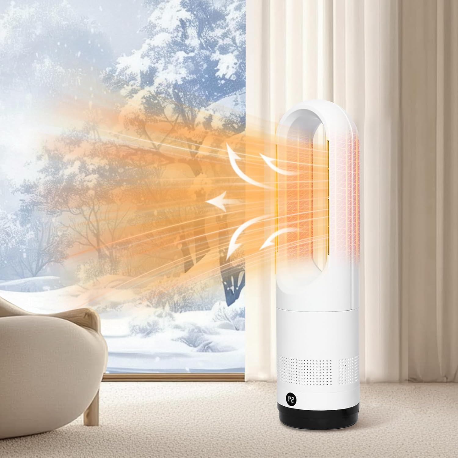 Spector 2 in 1 Bladeless Cool Fan, Tower Fan & Heater Combo with Remote Control, Desk Fan,Portable Fan,1-9H Timer, 80&deg; Oscillating, Air Circulator for Bedrooms Office Home SAA Approved image number 4