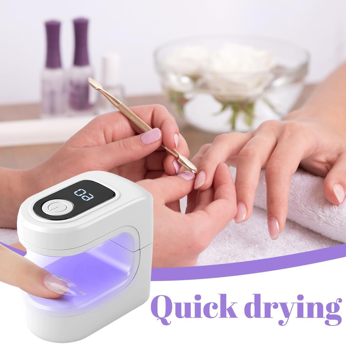 Tomedeks 1 X Mini UV Lamp for Gel Nails, Small UV Nail Lamp, Portable, 2 Timer Modes, Nail Dryer for Gel Nail Polish, Gel Nail Polish Dryer, White image number 6