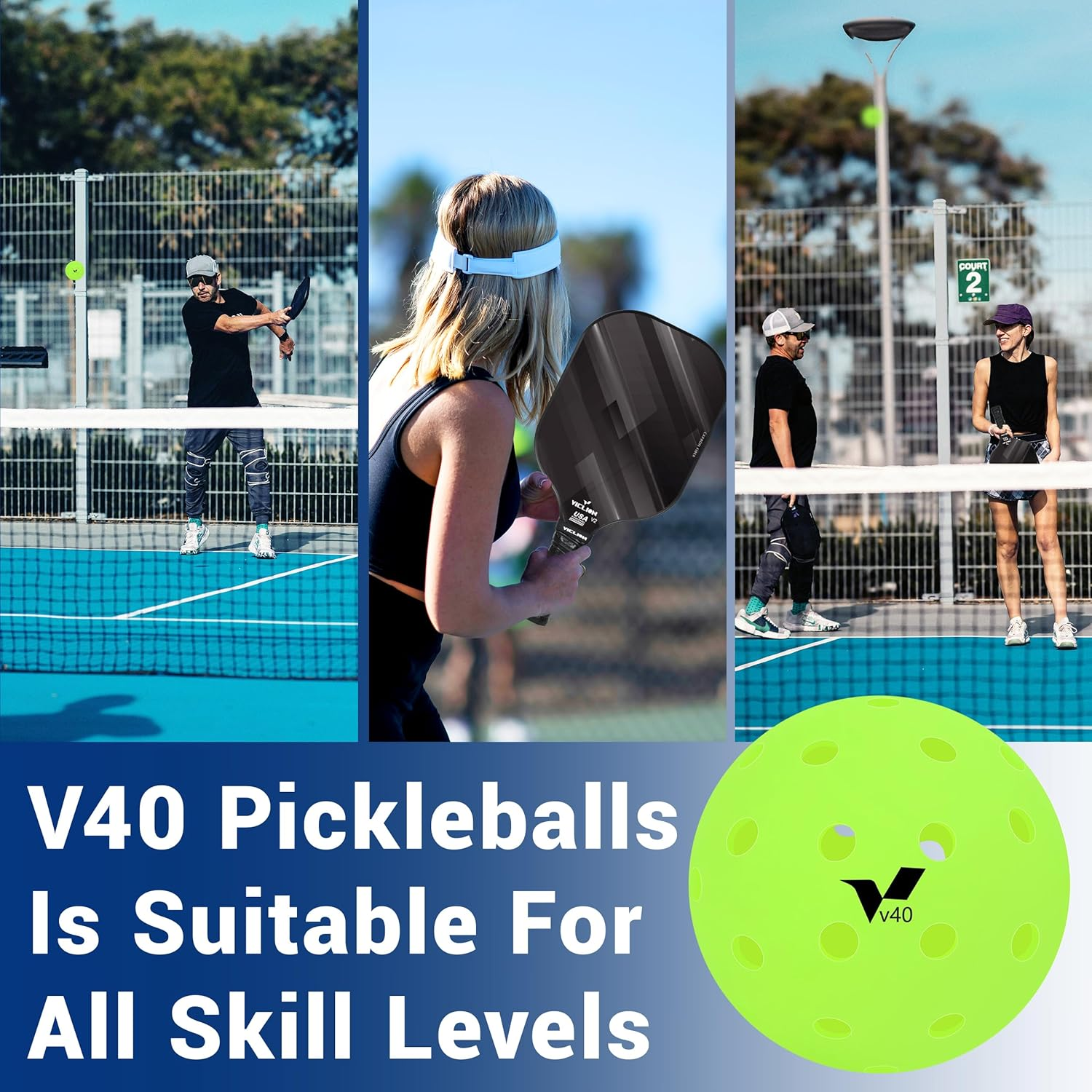 4-Pack Outdoor Pickleball Balls, High Elasticity & Ultra Durable, 40-Hole Design for Stable Bounce, Perfect for Tournament Play & Outdoor Sports