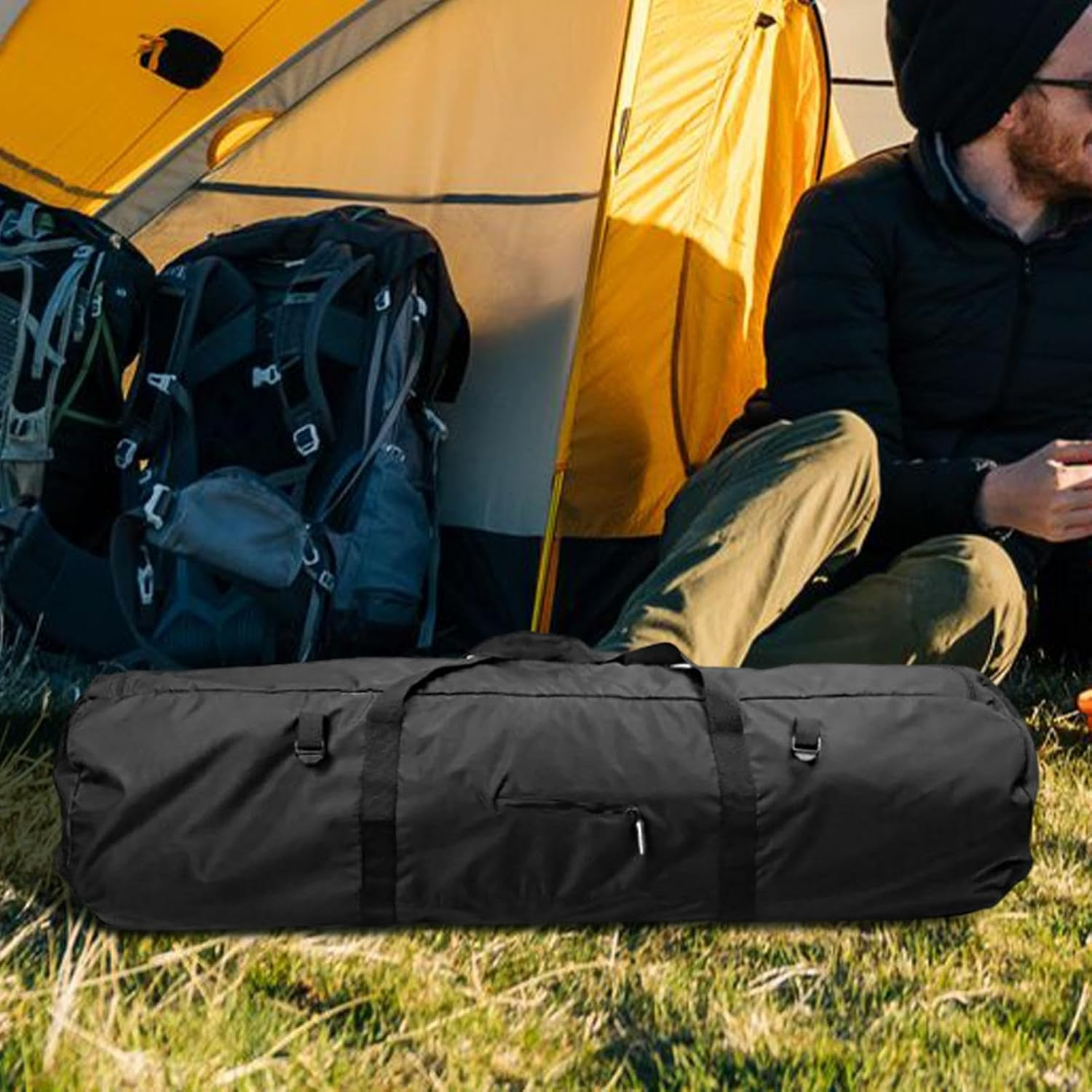 Duffel Travel Sports Equipment Bag - Multi-Functional Travel Tent Bag - Portable Zippered Tent Bag Foldable with Double Handle Design for Tent Bags Gear Bags