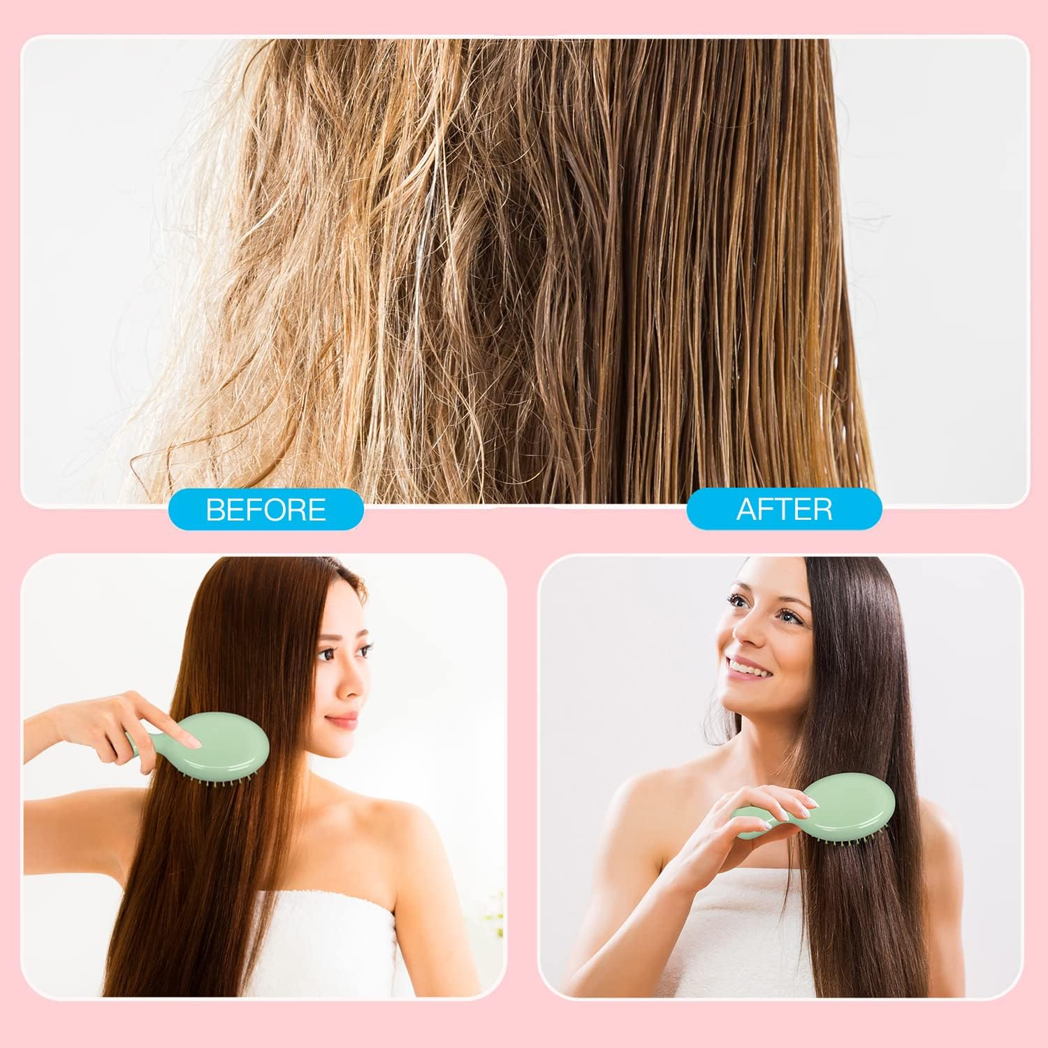 12 Pieces Mini Wet Hair Brush, Travel Detangling Brush, for Most Hair Types, with Ease Knots without Tears or Breakage, Multicolor