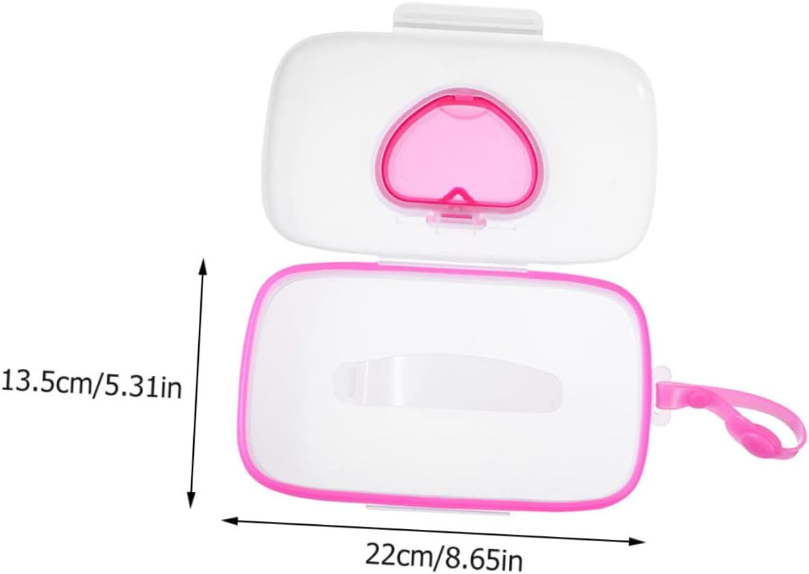 Generic Portable Baby Wet Tissue Case 2Pcs Set Reusable Wipe Holder Sealing Lids Heart Design White Pink White Blue for Outdoor Use image number 4