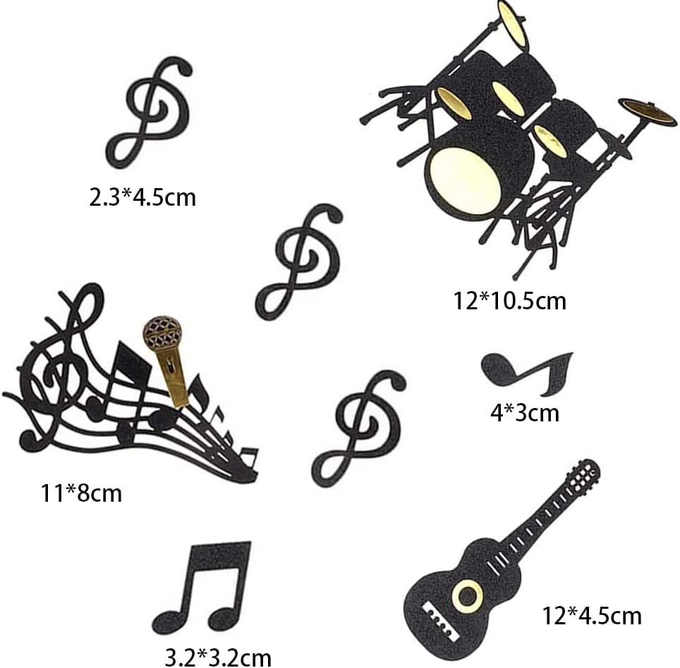 16 Pcs Happy Birthday Cake Toppers Set Musical Notes Cupcake Toppers Music Theme Birthday Party Supplies Musical Instrument Cupcake Toppers for Birthday Musicians Party image number 5