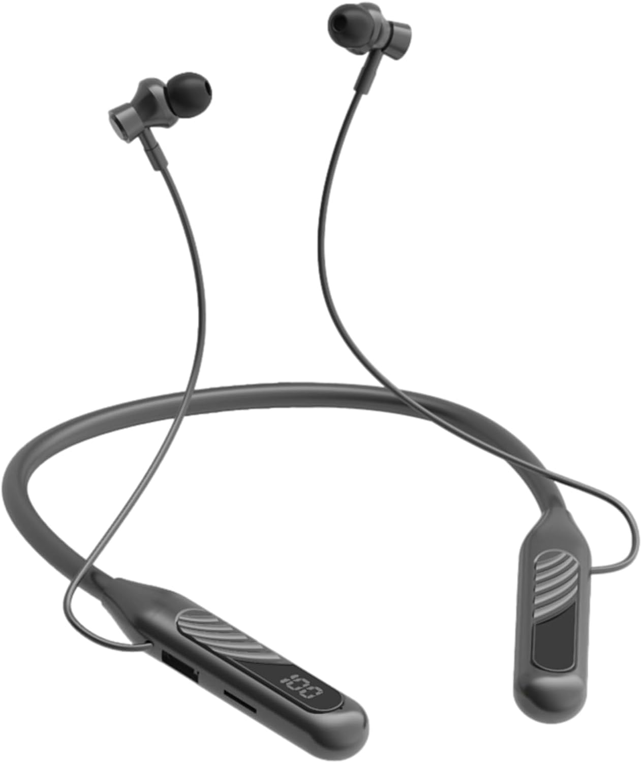 Wireless Neckband Earbuds, Digital Display Neck Wireles Earphones With, Curved Silicone Collar, Noise Reduction Feature, Ideal for Women during Travel, Workouts, Commutes, Outdoor Use image number 4