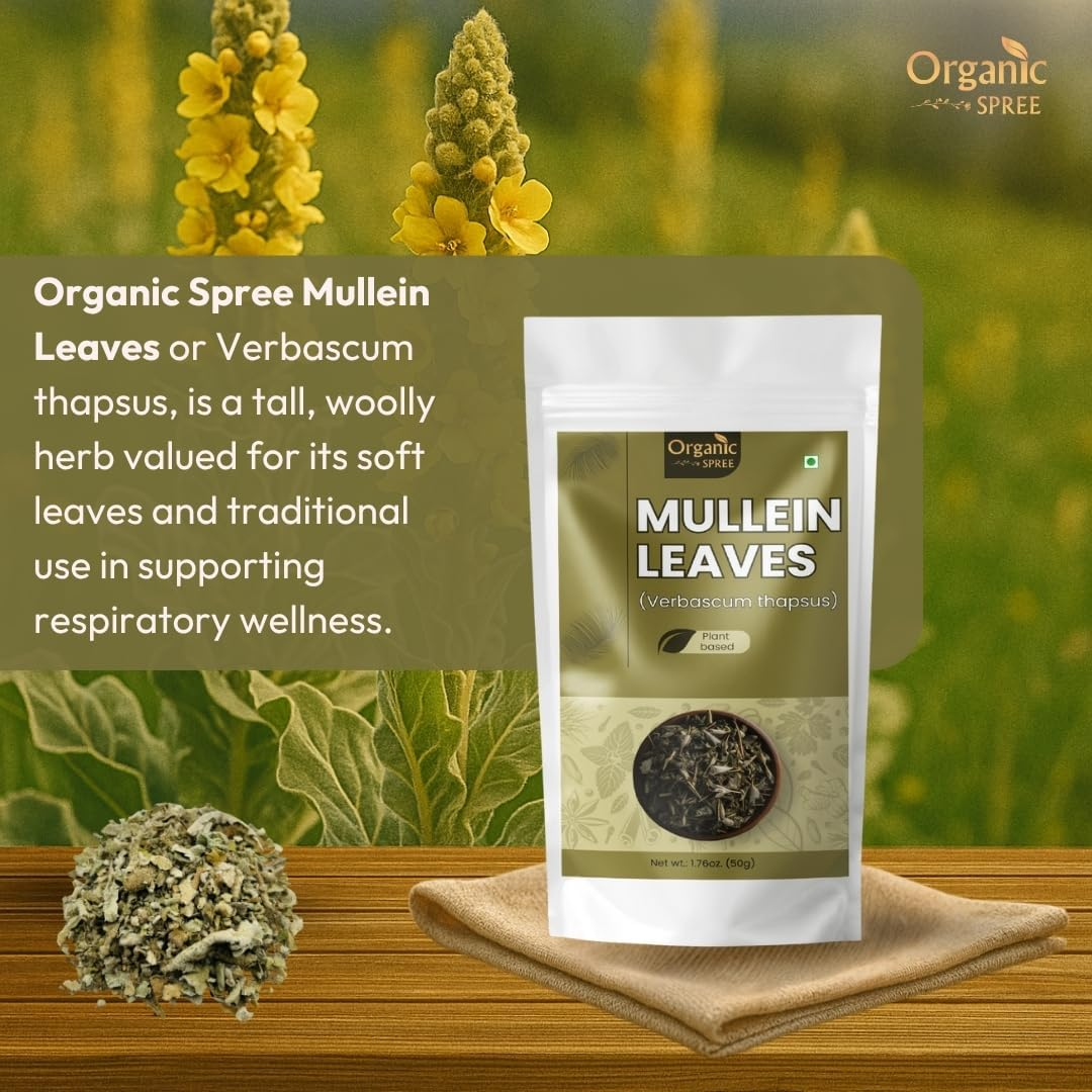 Organic Spree Mullein Leaf 50Gm (1.76Oz) Herbal Tea for Detox - Pure and Natural - Gordolobo - Verbascum Thapsus image number 5