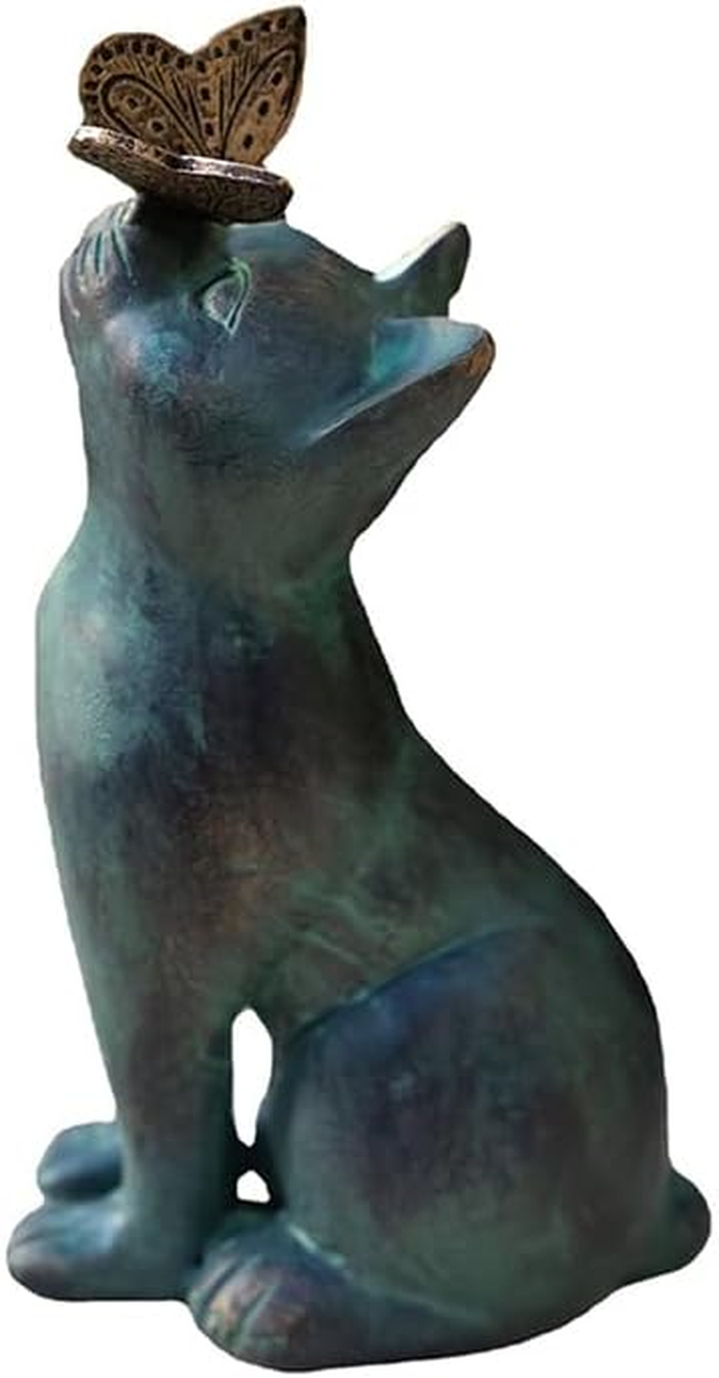 Resin Cat Statue,Cat Memorial Figurine with Butterfly,Curiosity Garden Statue,Outside Decorations,Animal Sculpture Handicraft,For Outside,Patio,Yard,Farmhouse,Garden image number 3