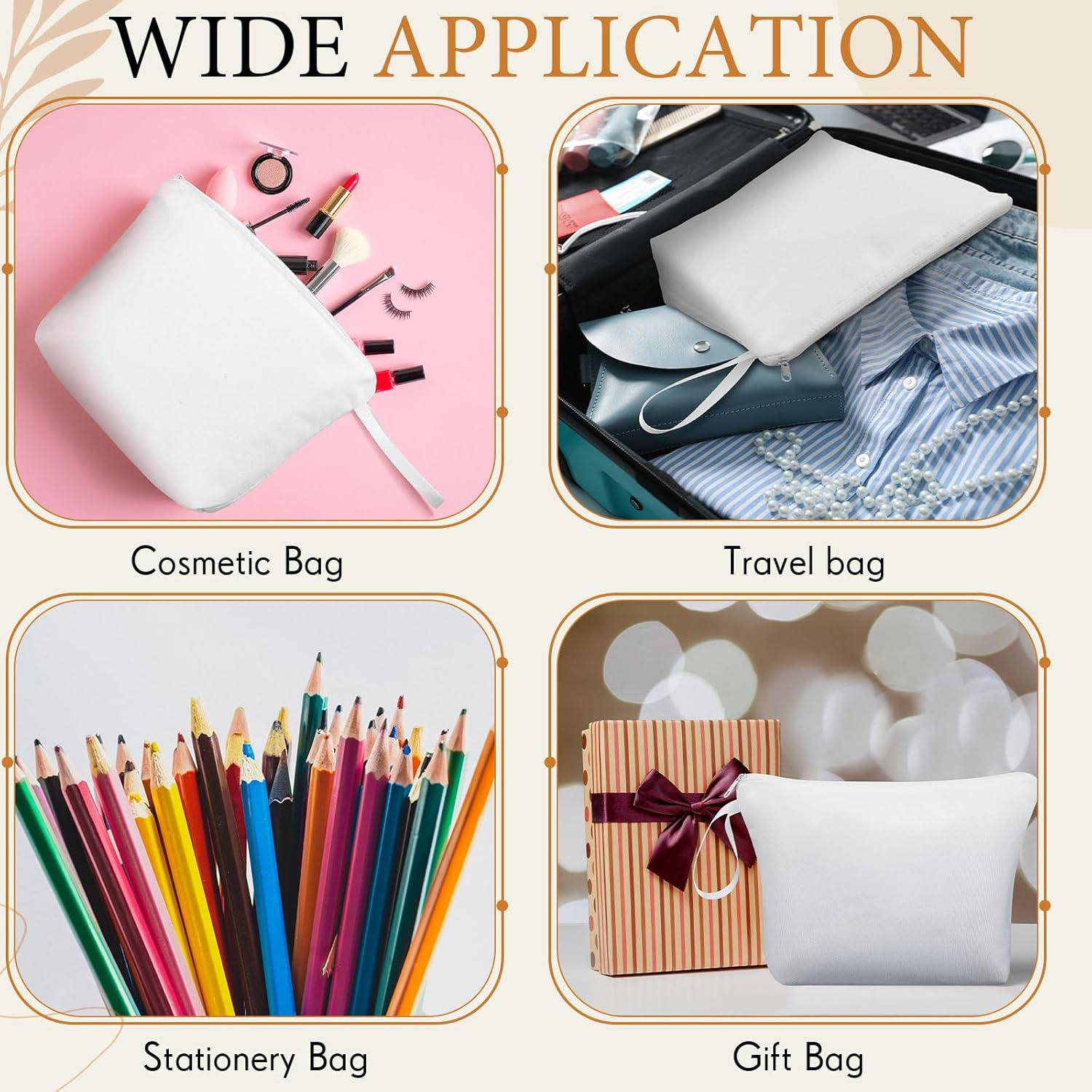 Xuniea Canvas Storage Bags Blank Cosmetic Bag Blank DIY Fabric Bag Blanks for Plotting Bag Pencil Case Painting Gift Bag for Mother'S Day Valentine'S Day Christmas