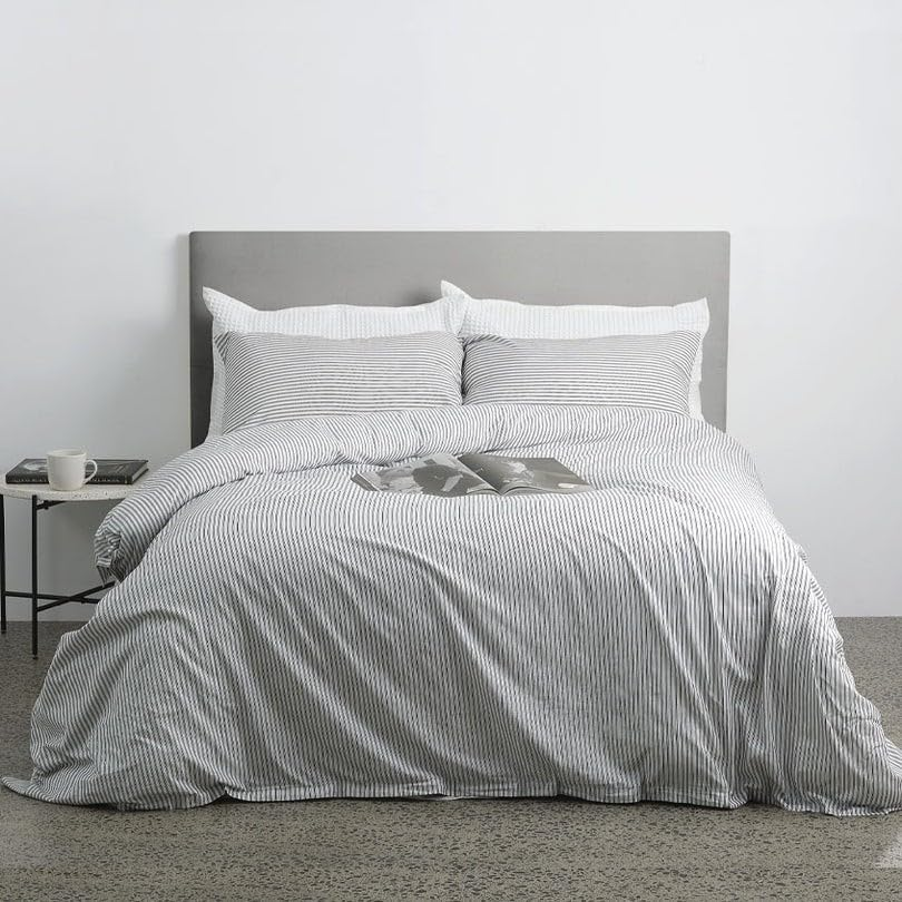 Seneca Classic Ticking Quilt Cover Set, Black, King image number 3