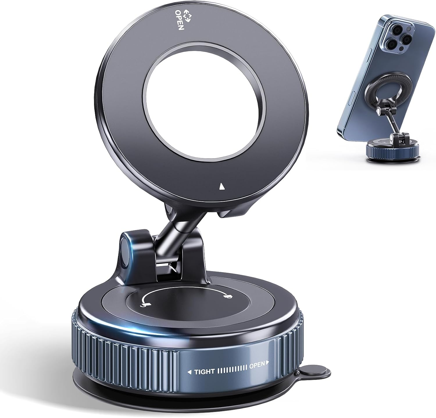 Car Phone Holder for Magsafe，360&deg; Foldable Magnetic Phone Holder with Strong Suction Cup Base, Compatible with Iphone 17/16/15/14 Series, Dashboard & Windshield Use image number 4