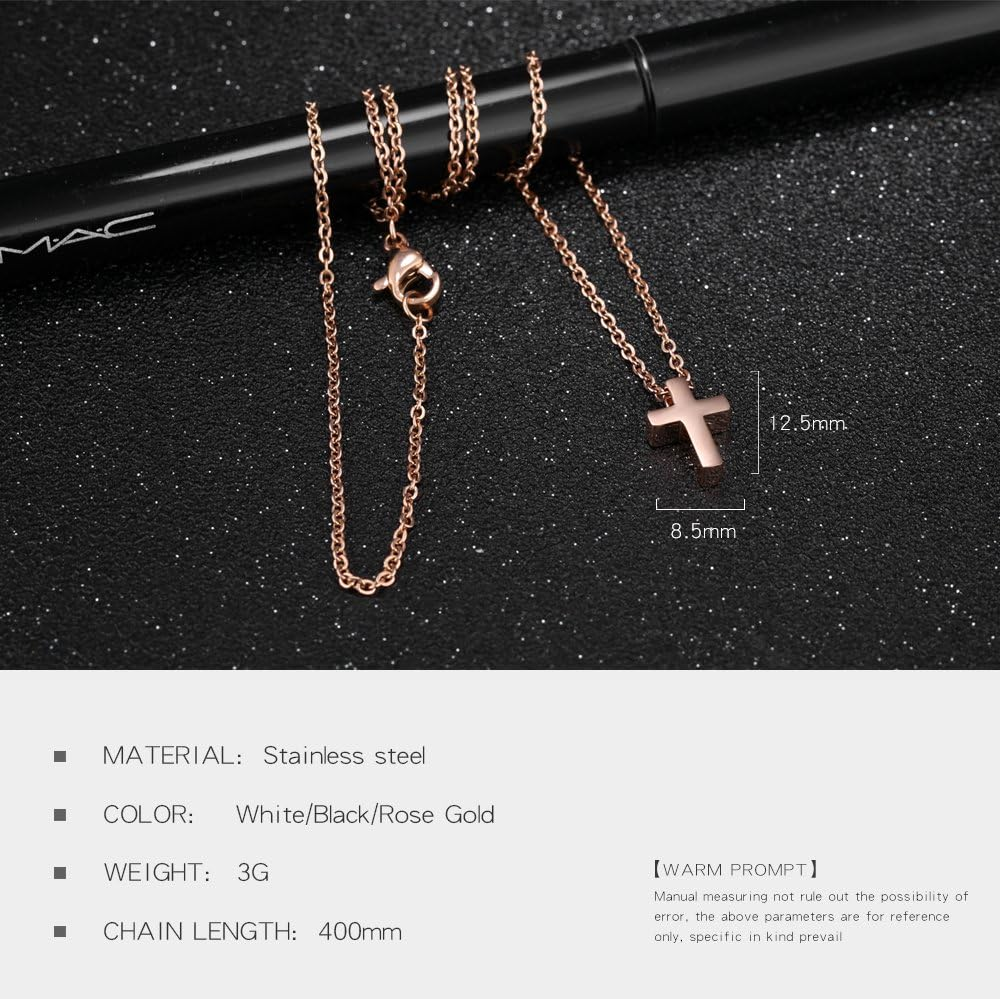 TEMICO Tiny Simple Cross Pendant for Children Boys Girls Stainless Steel Small Necklace with 16" Chain image number 4