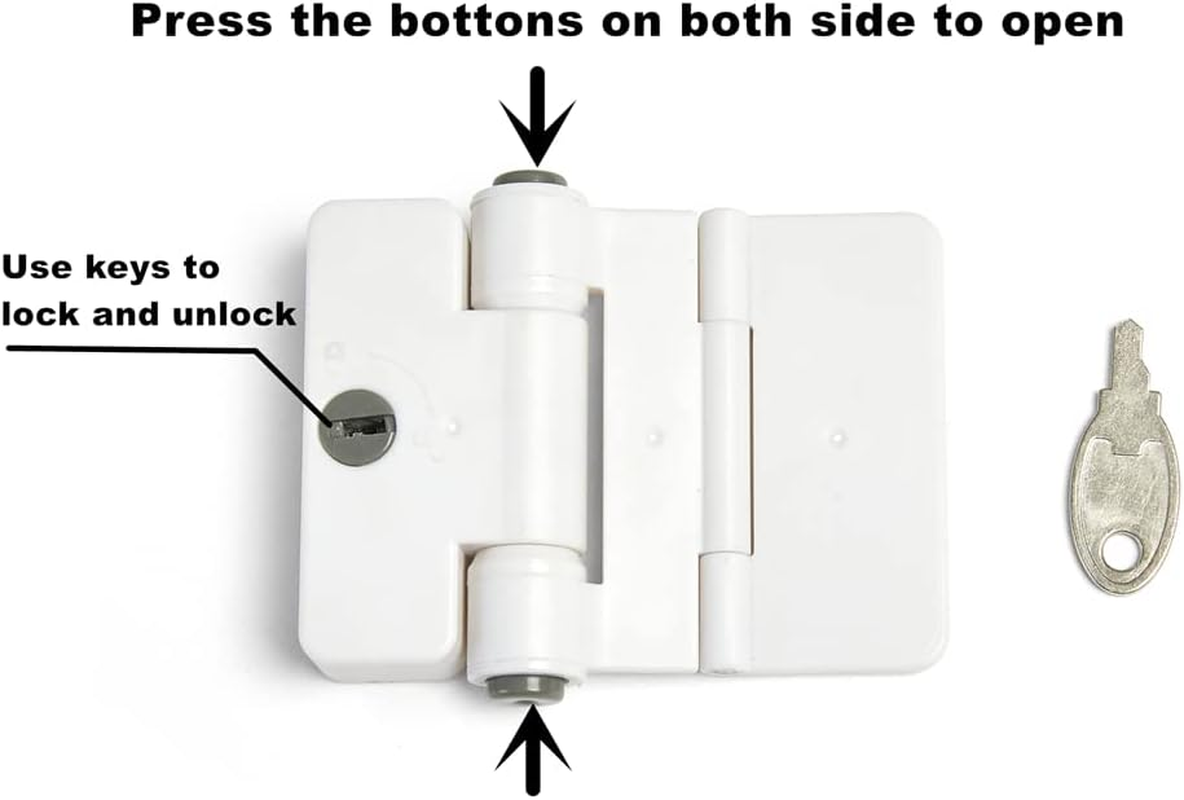 2 Pack Refrigerator Door Locks Double Button Adhesive Fridge Lock with Keys, File Drawer Lock, Child Proof Freezer Door Lock and Child Baby Safety Cabinet Locks image number 6