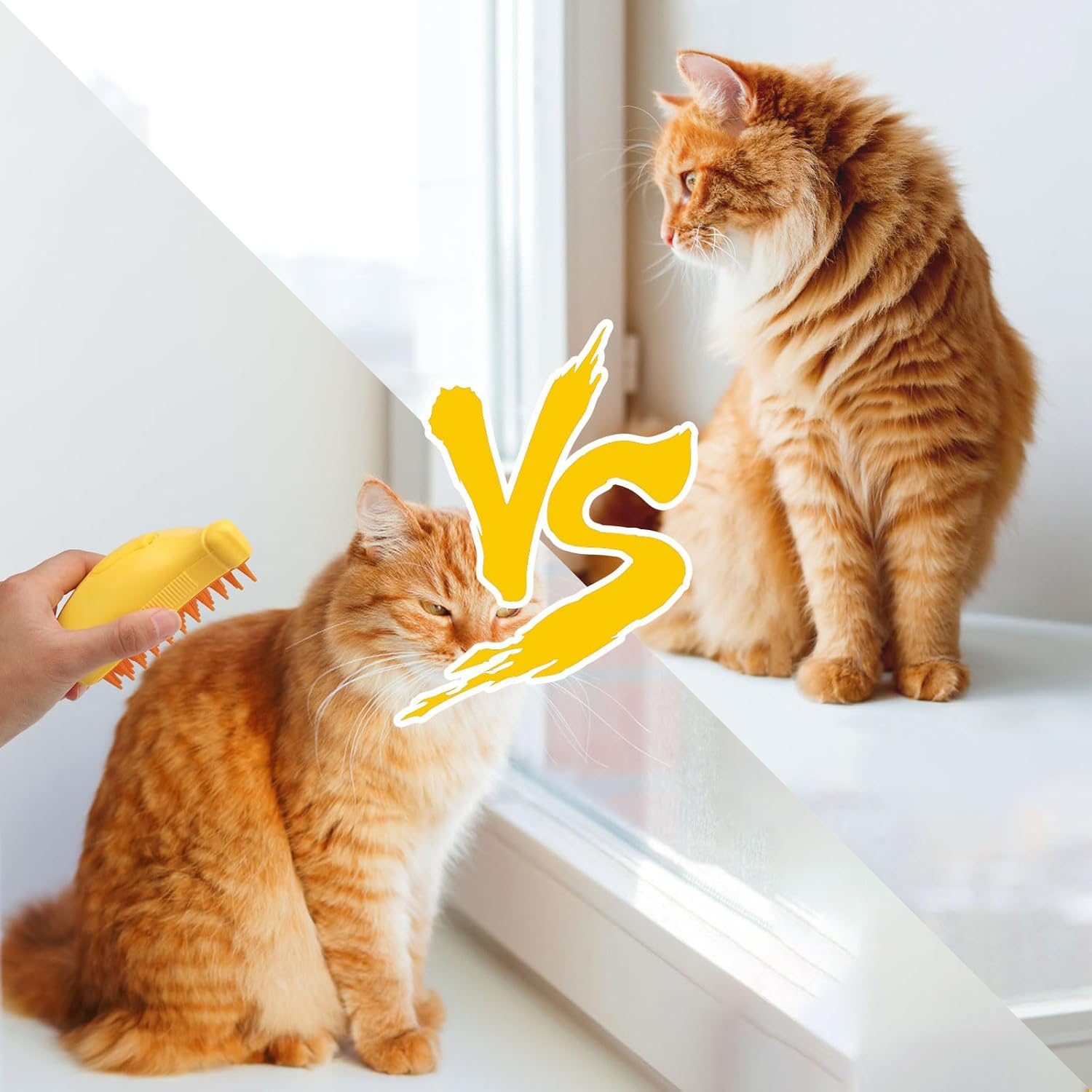 Steamy Cat Brush with Steamy Pet Brush Dog Cat Brush with Water Steam Brush for Cats Dog Pet Spray Massage Comb Cat Comb with Steam Pet Comb Fur Brush Cat Hair Brush Yellow image number 1