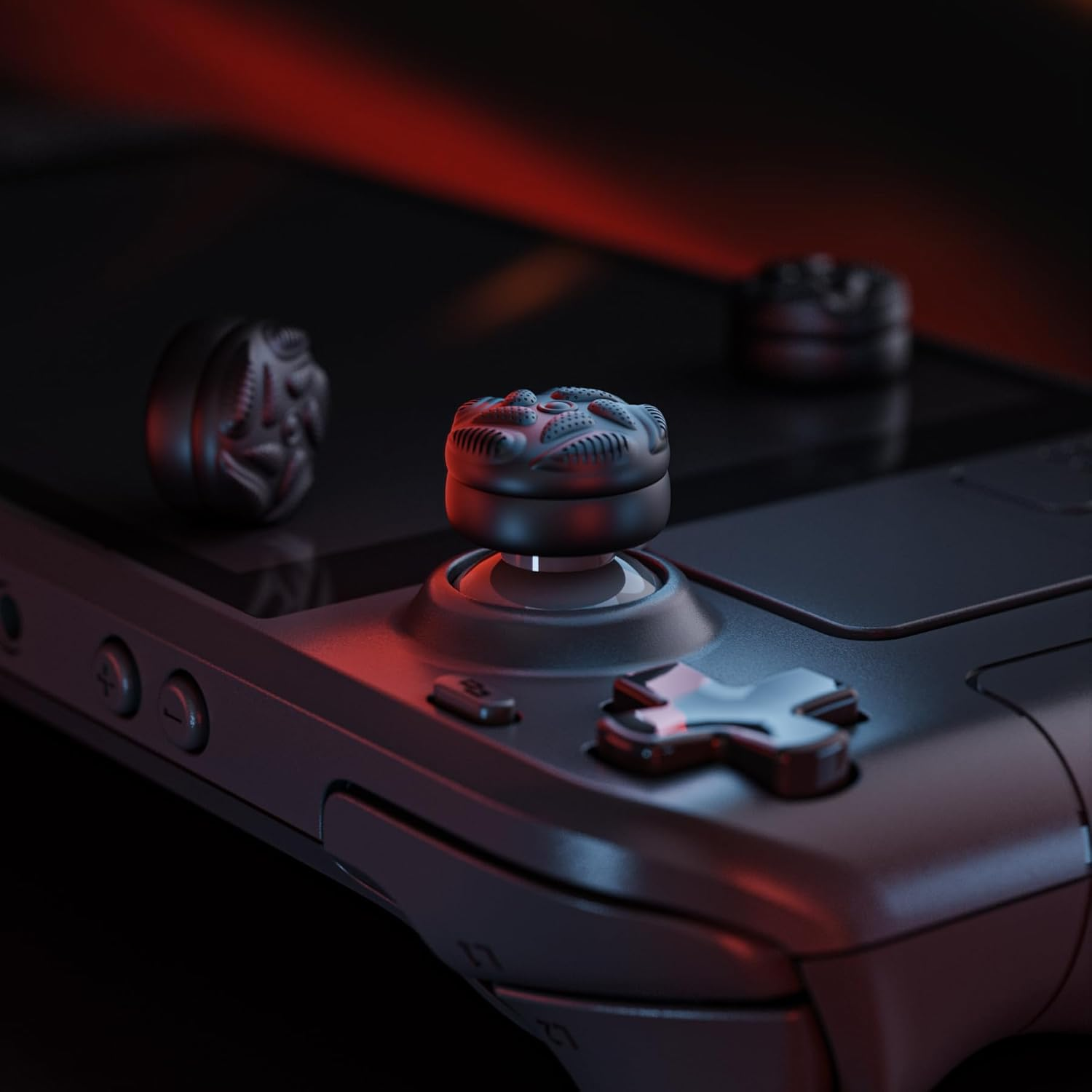 Playvital Thumb Grips for Steam Deck LCD & OLED (4-Pack), Thumb Cushion Caps with Anti-Slip Texture, Height-Boost Joystick Cover for Steam Deck Accessories - Raindrop Texture Black