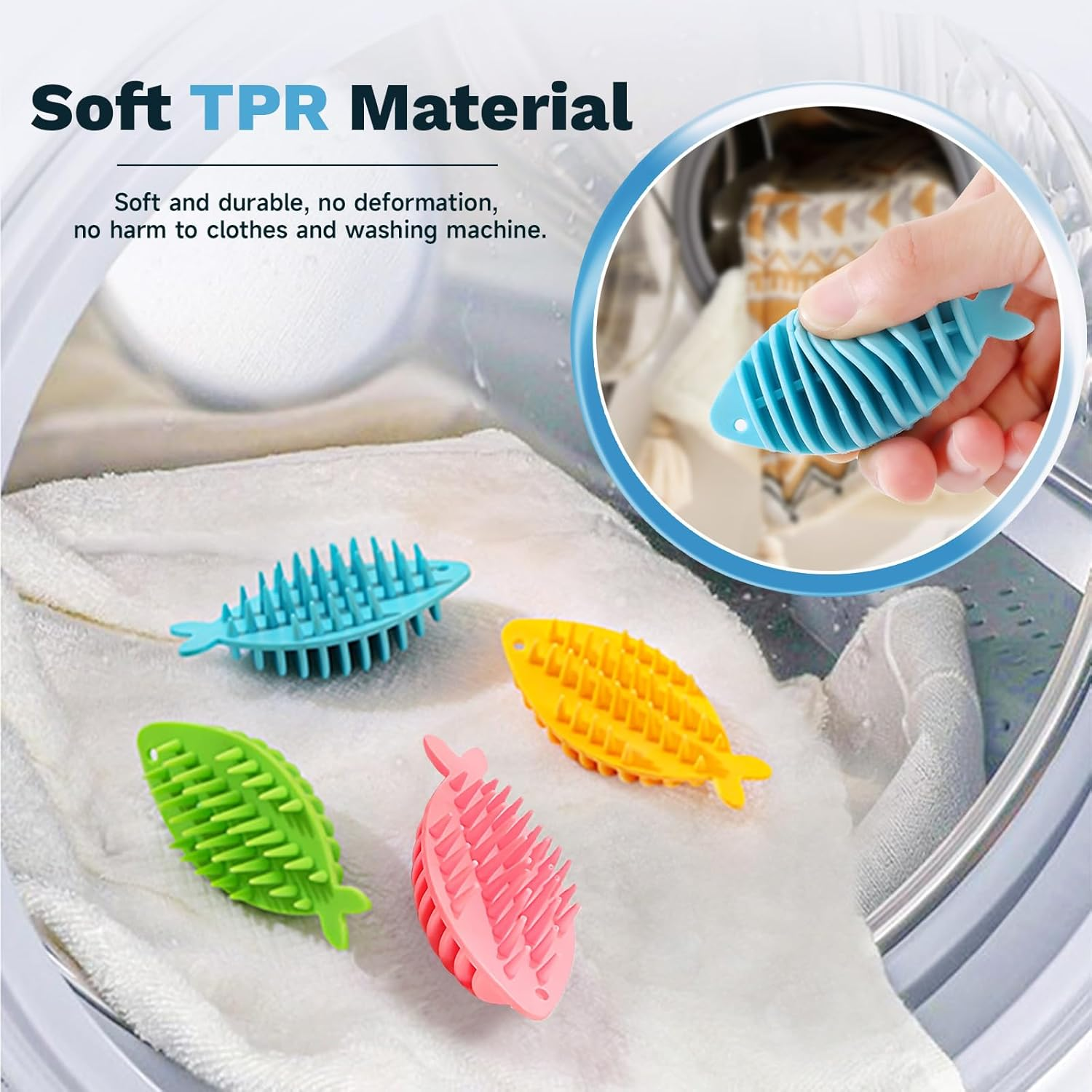 4Pcs Reusable Laundry Balls, Soft TPR Laundry Balls, Laundry Agitator Balls for Washing Machine, Dryer Balls Laundry, Laundry Scrubbing Balls Tangle-Free for Washing Machine (4) image number 2