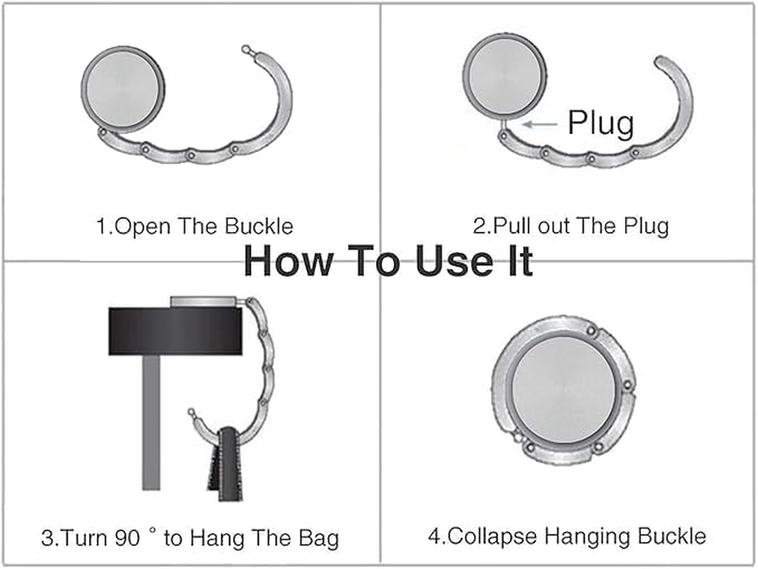 3 PCS Foldable Purse Hook Floding Handbag Hanger Premium Women'S Rhinestone Bag round Holder for Table Desk (Silvery) - Silvery image number 3