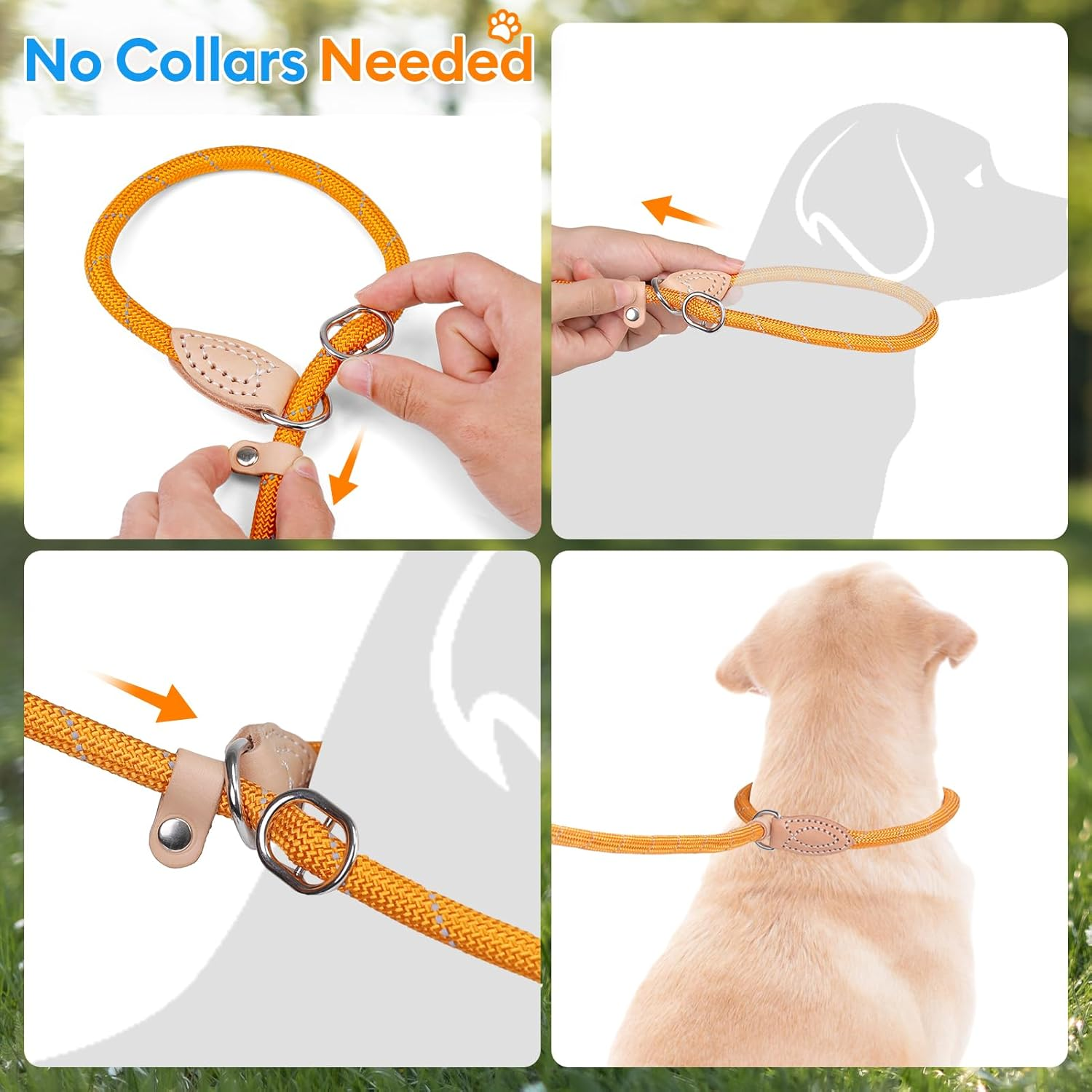 Grand Line Reflective Climbing Rope Slip Lead Pets Leash for Small, Medium, Large and Extra Heavy Dogs and Cats - 5 Ft Long image number 4