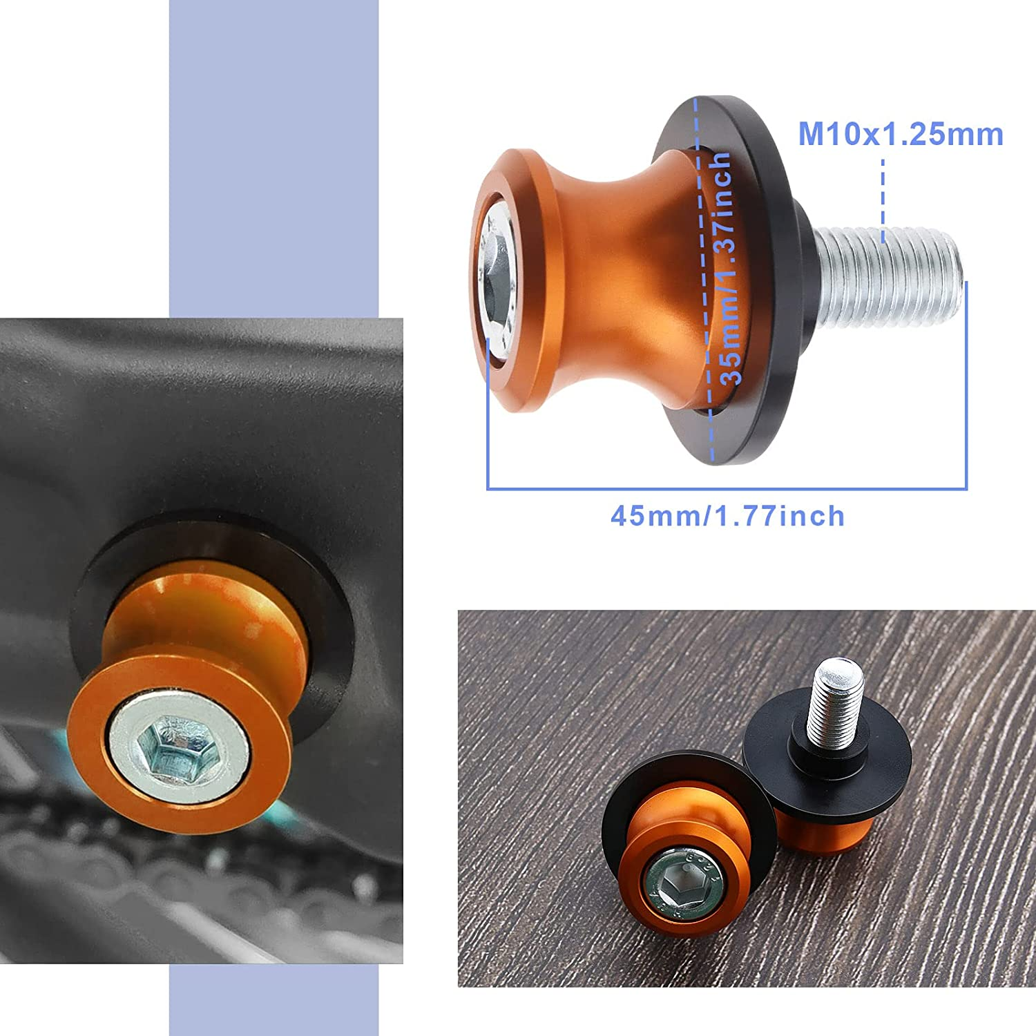 Emsea 2Pcs Motorbike Aluminum Swing Arm Spools Compatible with KTM DUKE 125 200 250 image number 4