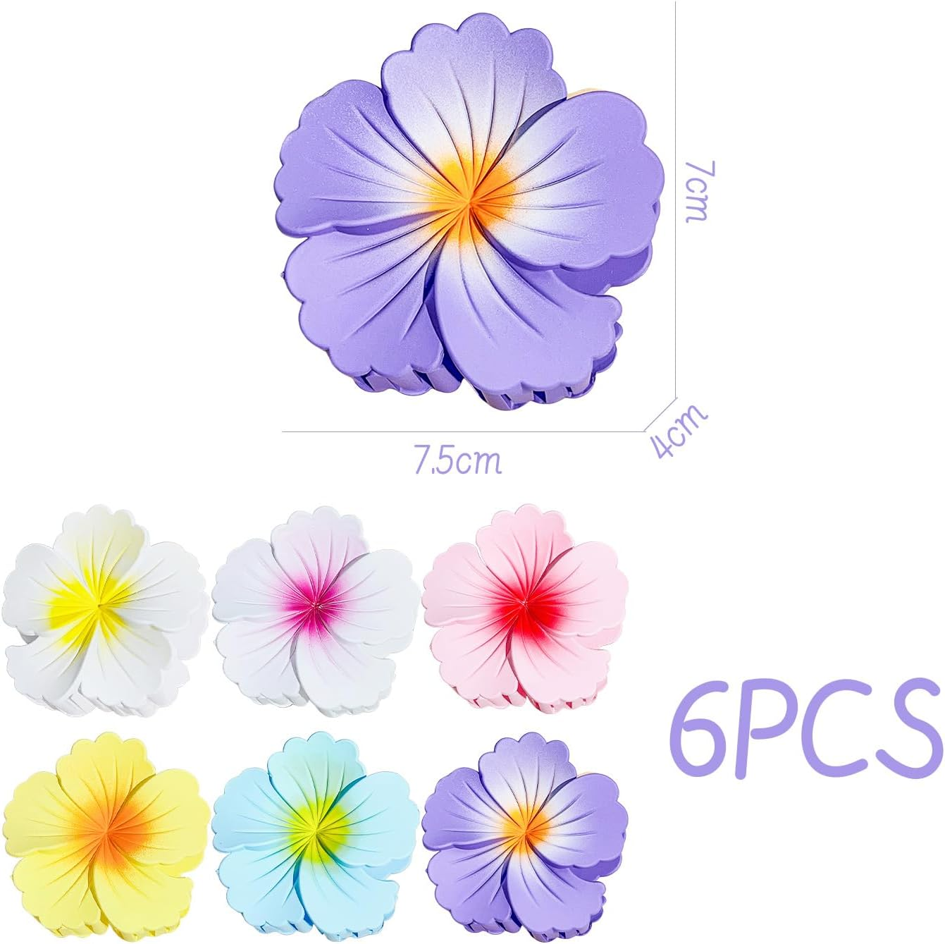 Pack of 6 French Flower Clips, Retro Temperament Hair Accessories, Non-Slip Hairpin, Eleer Headpiece, Suitable for Medium and Long Hair, Thick Hair image number 2