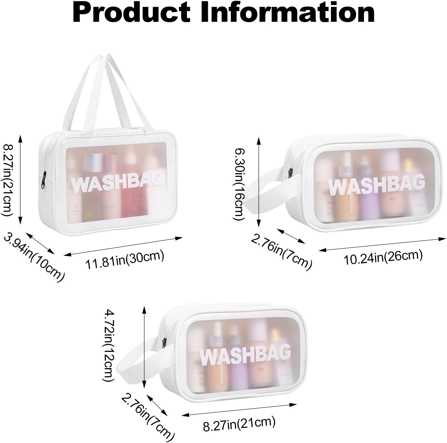 DDPOND 6Pcs Clear Travel Toiletry Bag for Women & Men, Cosmetic Bag Airport Airline Compliant Bag Waterproof Vacation Makeup Bag, Bathroom & Shower Travel Organizer, White image number 2