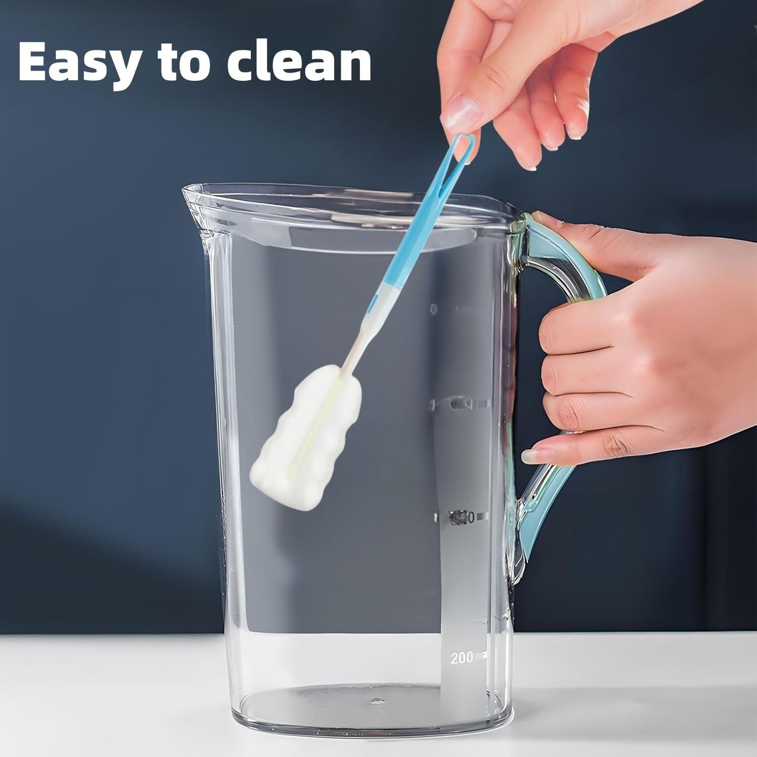 Water Jug Set &ndash; 2.1L/70Oz Bpa-Free Fridge Pitcher Set with 4 Cups & Cleaning Brush | Slim Space-Saving Jug for Juice, Cold Drinks, Tea & Milk image number 5