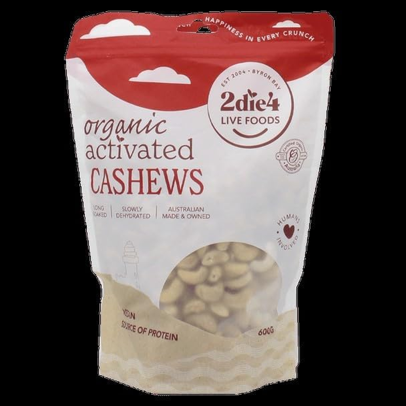 2Die4 Live Foods Activated Organic Cashews 600G image number 1