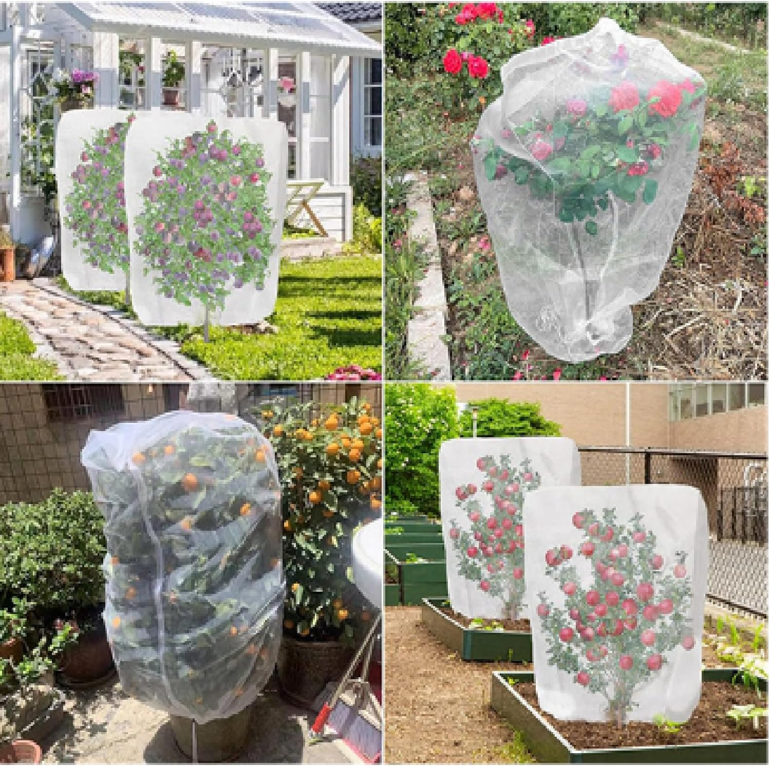 Hysgscwd 7.9 X 7.9 Ft Large Fruits Tree Netting Bags, Garden Plant Netting Cover with Zipper and Drawstring, Bird Plant Barrier, Flower Blueberry Bushes Mesh Screen for Preventing Deer Squirrel Cicada image number 1