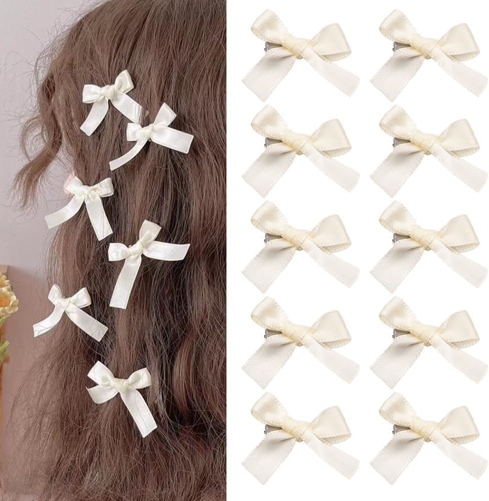 Small Hair Bow Clip Accessories Set for Women Girls Mini Hair Barrettes for Fine Hair Flower Girl Hair Bow Clip Halloween Hair Clips Tiny White Christmas Hair Ribbon Bow Hair Clips for Girls Party - Black Small Hair Bow Clip image number 3