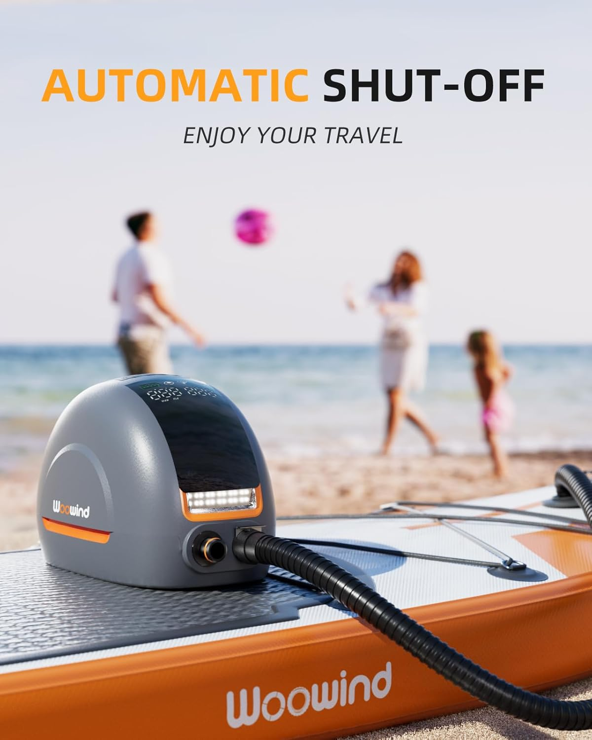 Woowind NW10 13500Mah SUP Pump, 20PSI Portable Electric Pump for Paddle Boards, Dual-Stage Inflation/Deflation, Type-C & 12V DC for Inflatable Sup,Kitesurfing,Kayaks,Boats image number 3