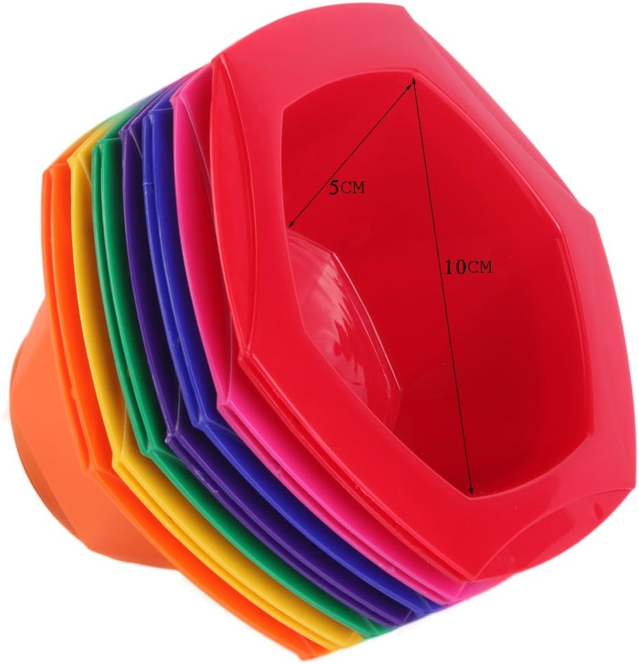 Small Hair Coloring Dye Mixing Tint Bowls and Brush Kit - Set of 7 Different Rainbow Color image number 2
