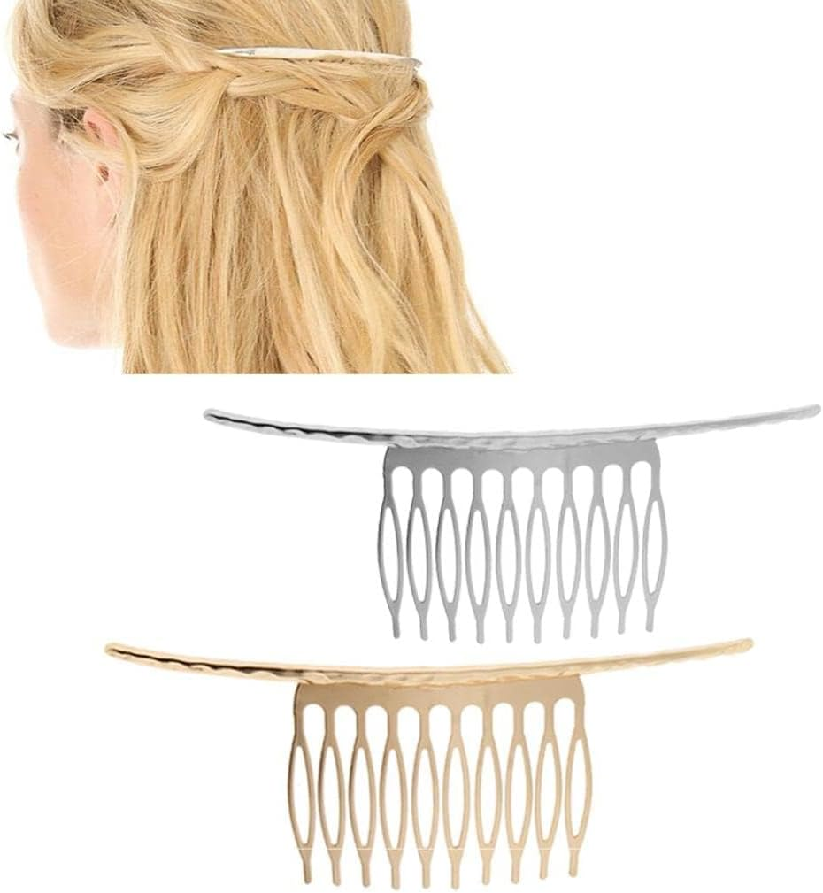 Fenteer Hair Arrangement Hair Comb Side Comb for Bridal Hairstyle Hairstyle Hair Styling Aid Silver + Gold