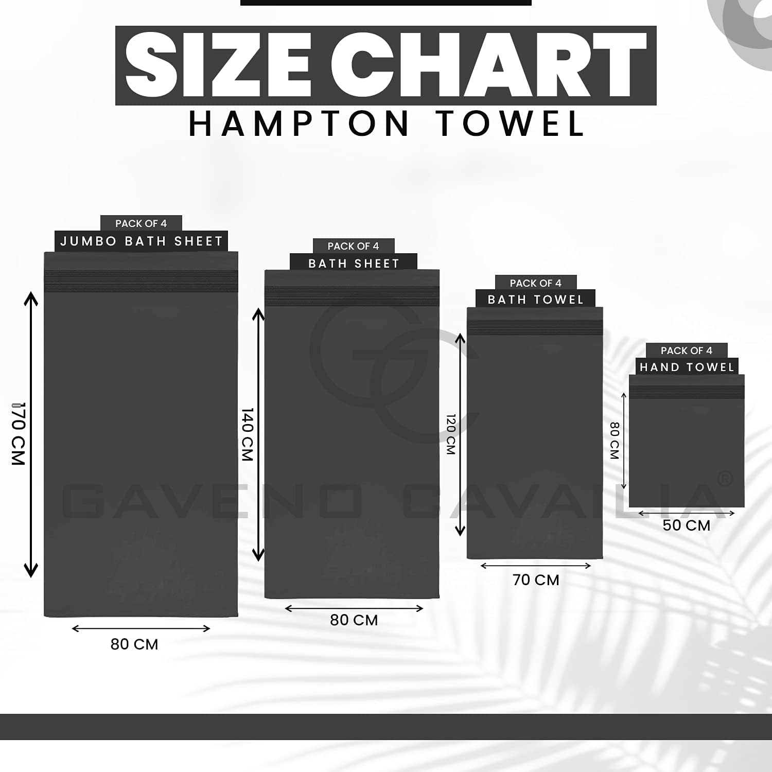 GC GAVENO CAVAILIA 4 PK Extra Large Bath Sheet, Water Absorbent Cotton Towels, 450 GSM Quick Dry Towels Set, Charcoal - Navy image number 2