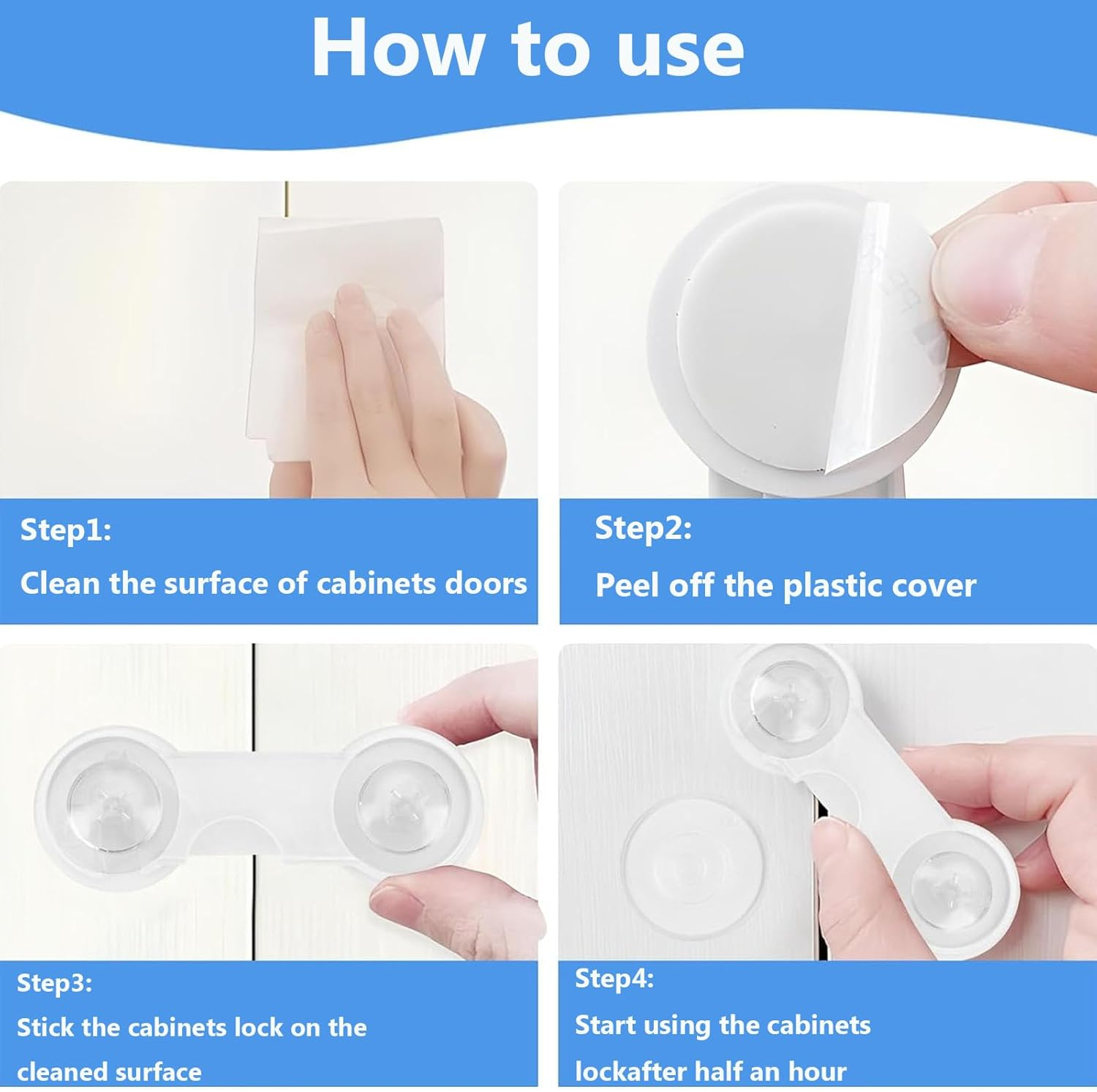 JIAYUYUARPY 10 Pack Child Safety Cabinet Locks Suitable for Securing Fridges, Cabinets, Drawers, and Toilets image number 2