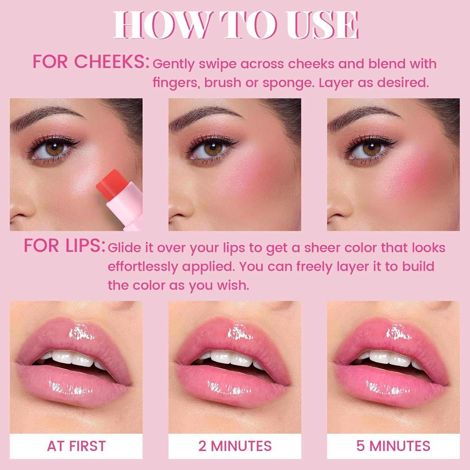 DAGEDA Jelly Blush Stick, High Pigmented Blush for Cheek with Nature Transparent Finish Blush Makeup, Buildable Long Lasting Moisturising Lip & Cheek Tint Blush - #03 - 01 image number 3