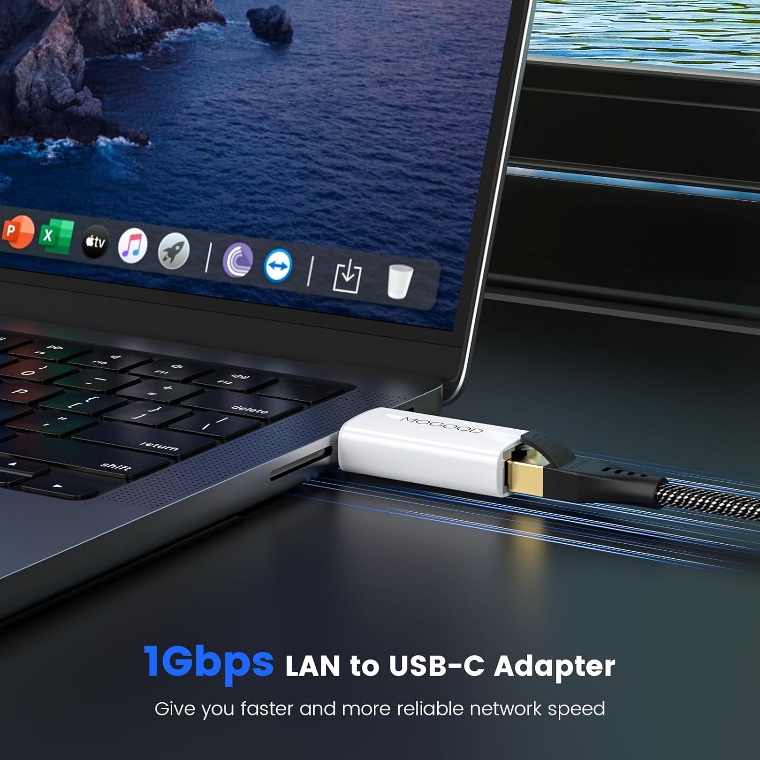 MOGOOD USB C to Ethernet Adapter, Gigabit Ethernet to USB Type C, Type C (Thunderbolt 4/3) to Rj45 Network Internet LAN Adapter for Iphone 15 Pro/Max, Macbook Pro/Air, Ipad Pro and More. image number 5