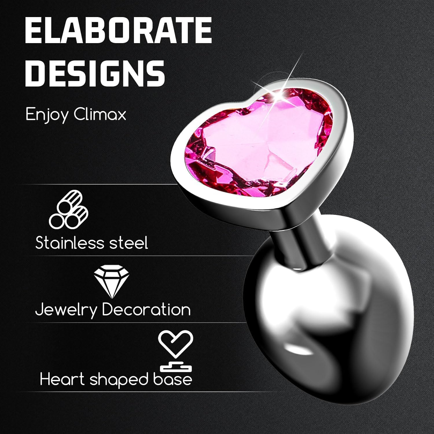 3Pcs Stainless Steel Toys Plug，Kit Portable Plug Butt for Women Trainer Kit Anales，Adult Toys Relaxing Toys Tool for Men Women Sunglasses(Pink)-V1-V2 image number 5