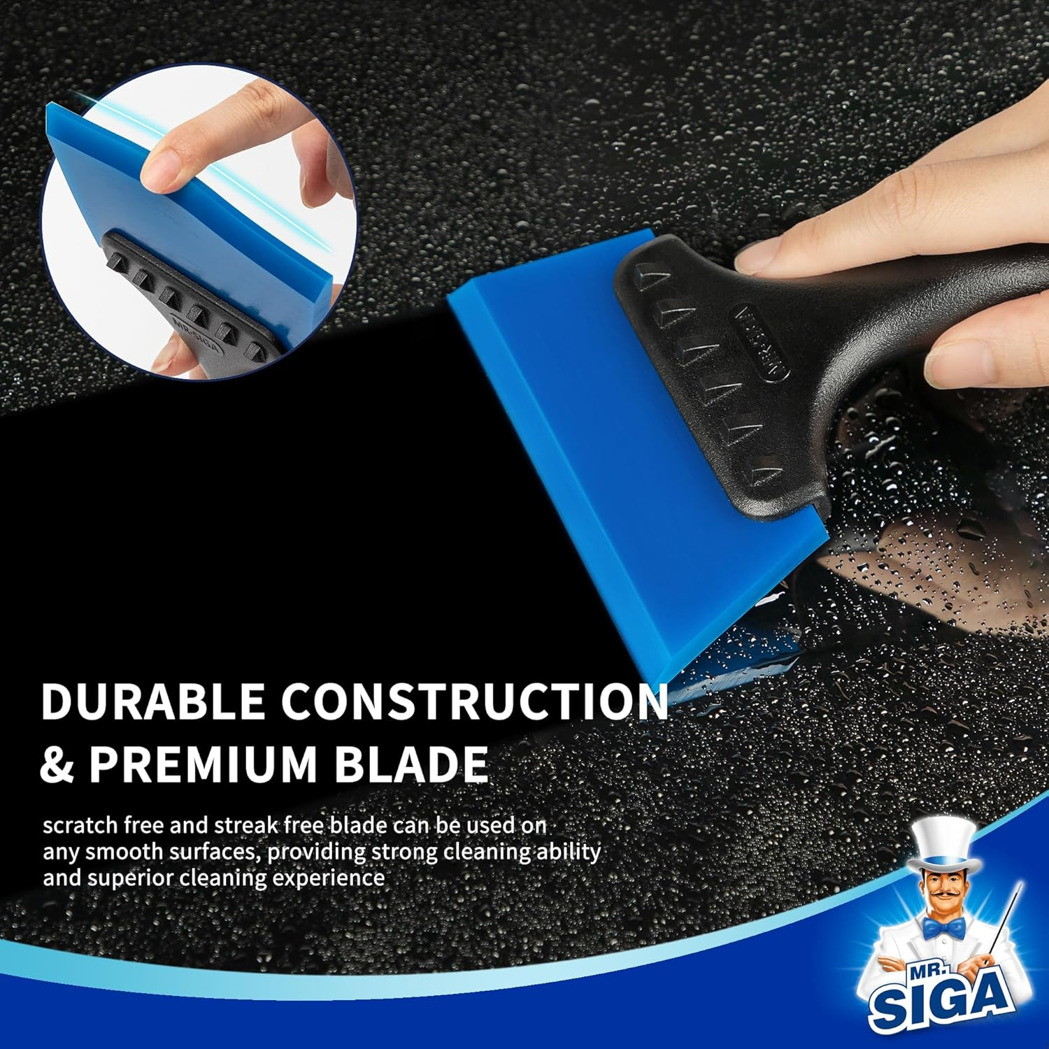 MR.SIGA Small Squeegee for Tile, Glass, Mirror, Shower, Car Window, Mini Size, Window Tint Squeegee, 5 Inch image number 4