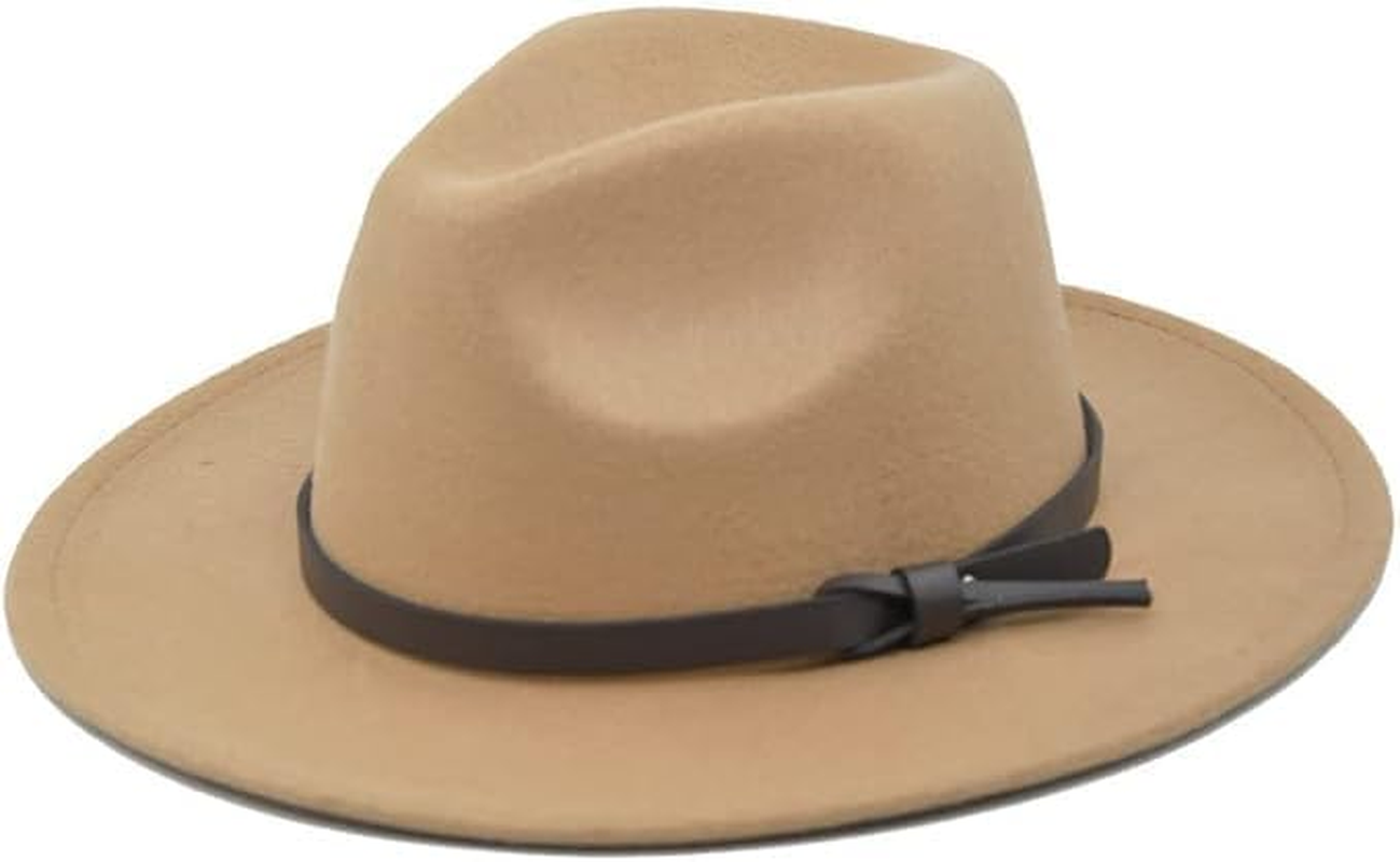 2PCS Hats for Men Women Wide Brim Belt Buckle Felt Panama Hat Dress Hat image number 2