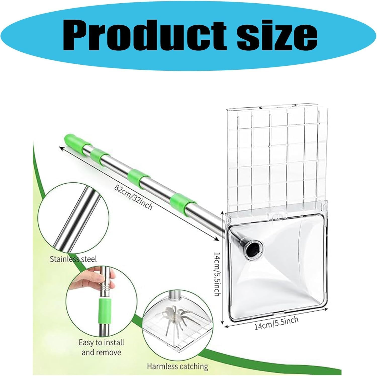 Spider Grabber 32 Inches Long Handle Adjustable Insect Catcher, No Touch Bug Grabber Tool for Roaches Spiders Scorpions, Practical Indoor Outdoor Home Kitchen Garden Use (1) image number 4