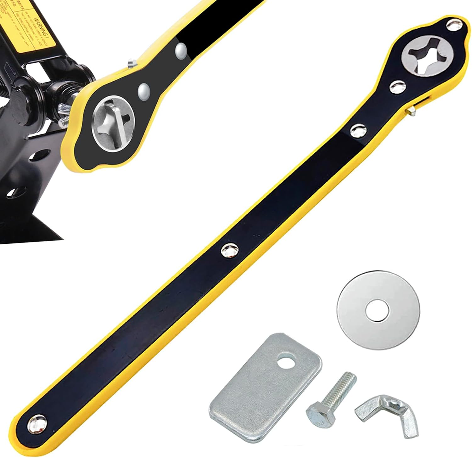 QISF 3Pcs Car Jack Wrench Set, 360&deg;Swivel Labor-Saving Car Jack Ratchet Wrench Cross-Shaped Hex-Shaped Rhombus-Shaped with Long Handle, Scissor Jack Lift Speed Handle Tool for Travel, Van, SUV & More image number 1