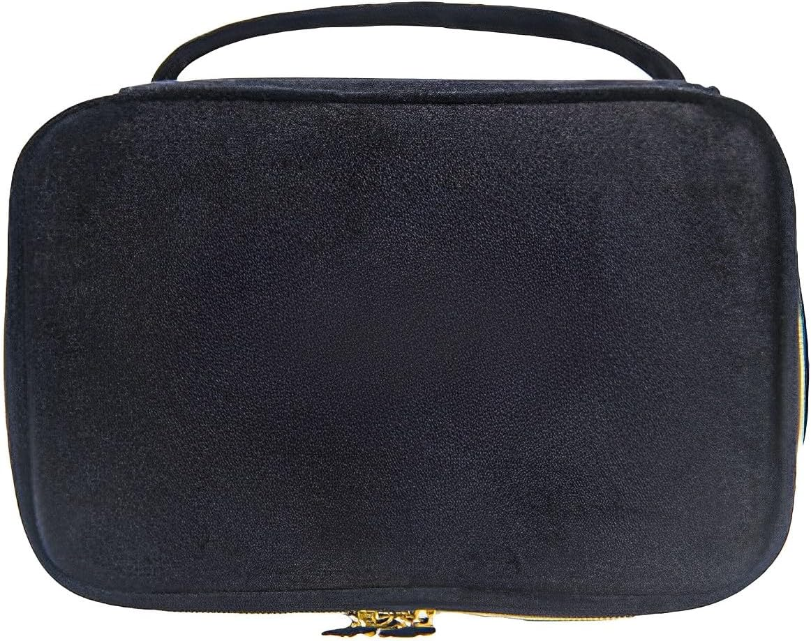 Velvet Large Capacity Cosmetic Bag Portable Makeup Travel Cosmetics Brush Skin Care Product Storage Case (Sapphire Blue)