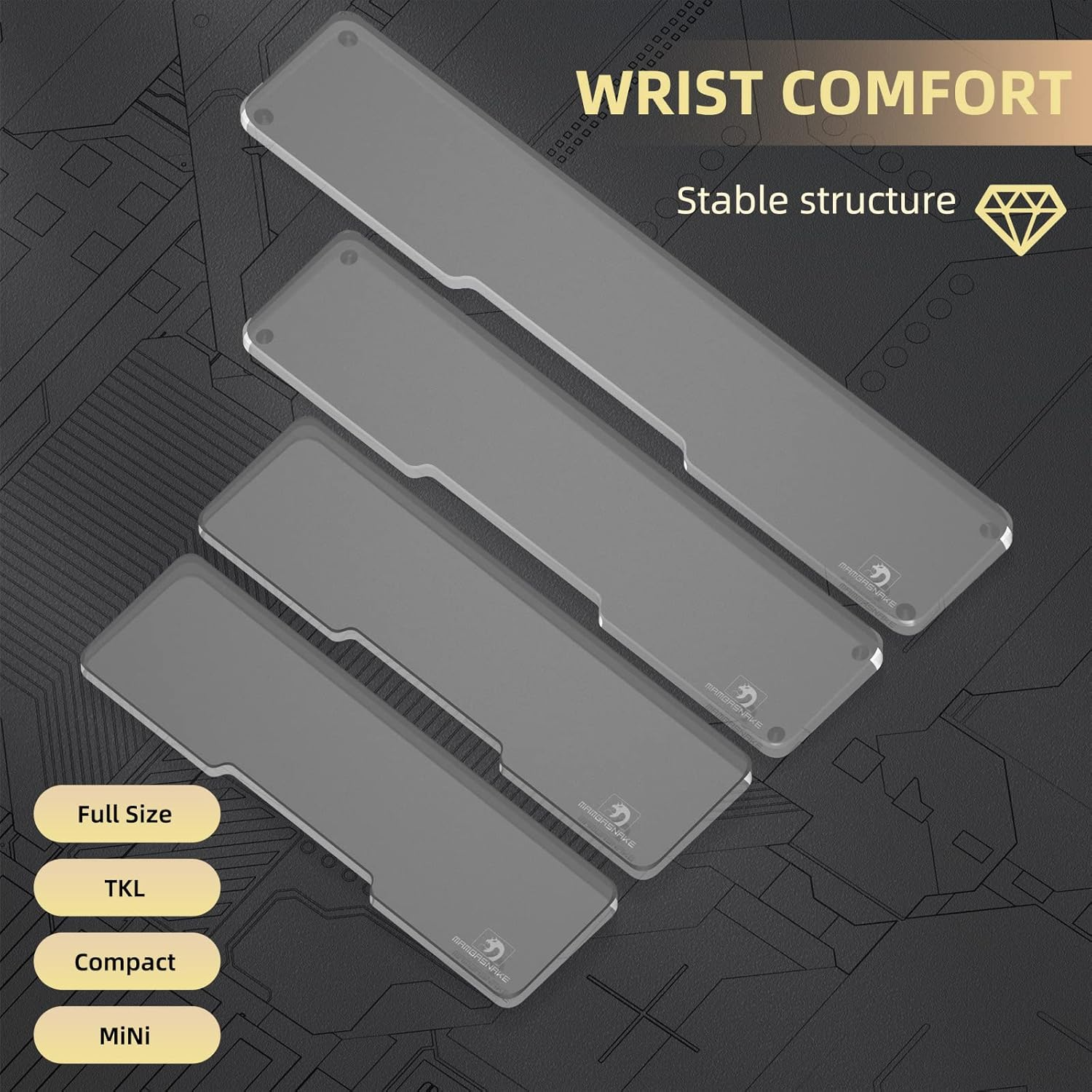 SELORSS Acrylic Keyboard Wrist Rest - Full Size 100% Keyboard- Mechanical Keyboards Ergonomic Palm for Computer Keyboard,Anti-Slip Base,Wrist Pad Laptop,Office & Home-Easy Typing White/Full-Size image number 5