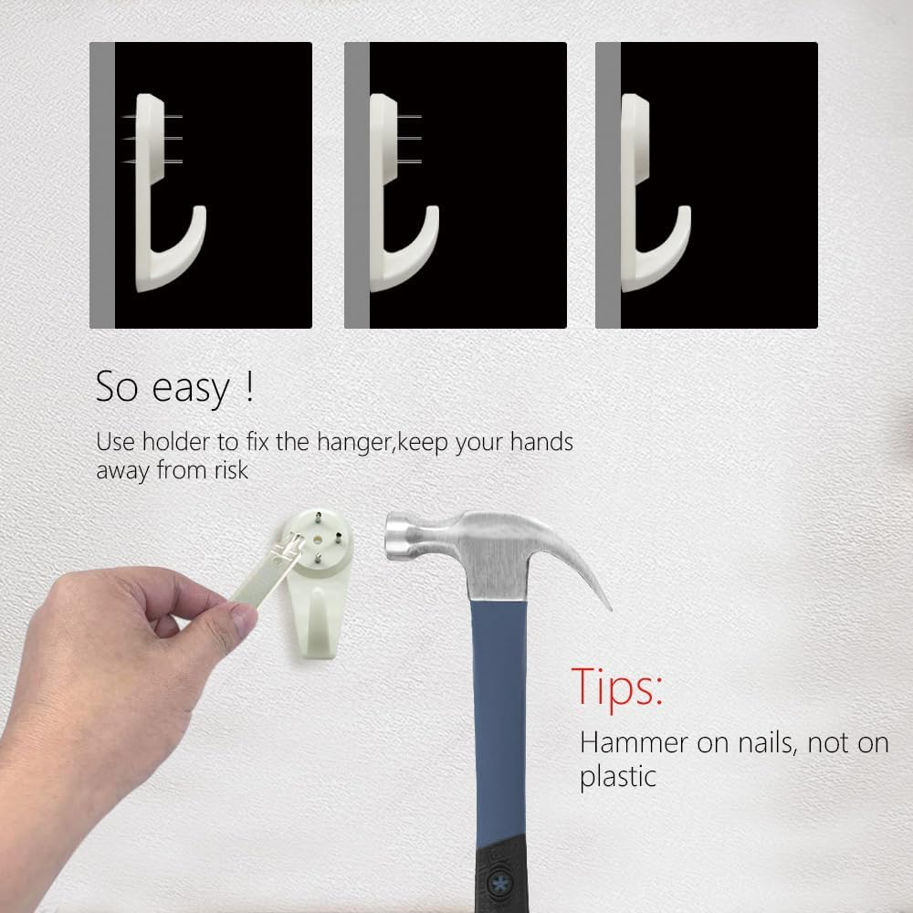 Concrete Wall Hooks, 25Pcs Invisible Nail Hangers, No Damage Picture Hanger, Powerful Hard Wall Drywall Hooks, Non-Trace Hanging Hook for Photo Frame Clock (M) image number 6