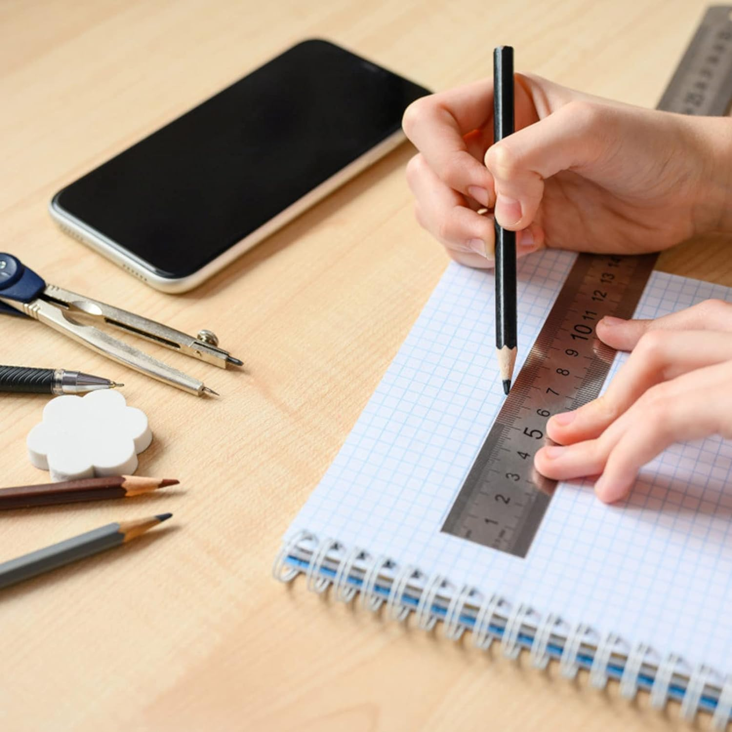 Alipis 3Pcs Stainless Steel Ruler Double-Sided Metal Measuring Scale Precision Office School Rulers Easy to Store image number 1