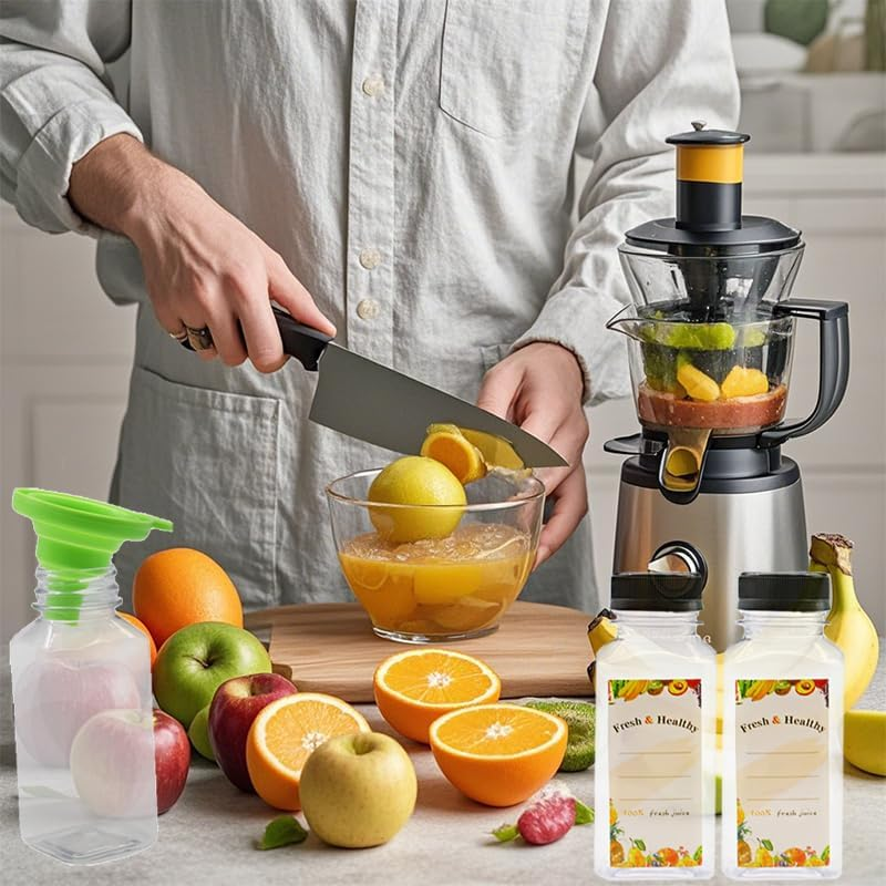 20 Pack 8Oz 250Ml Reusable Empty Plastic Juice Bottles with Leak-Proof Caps Lids, Clear Homemade Water Bottle, Label，Recyclable Drink Bulk Containers for Juicing, Smoothie, Milk and Other Beverages