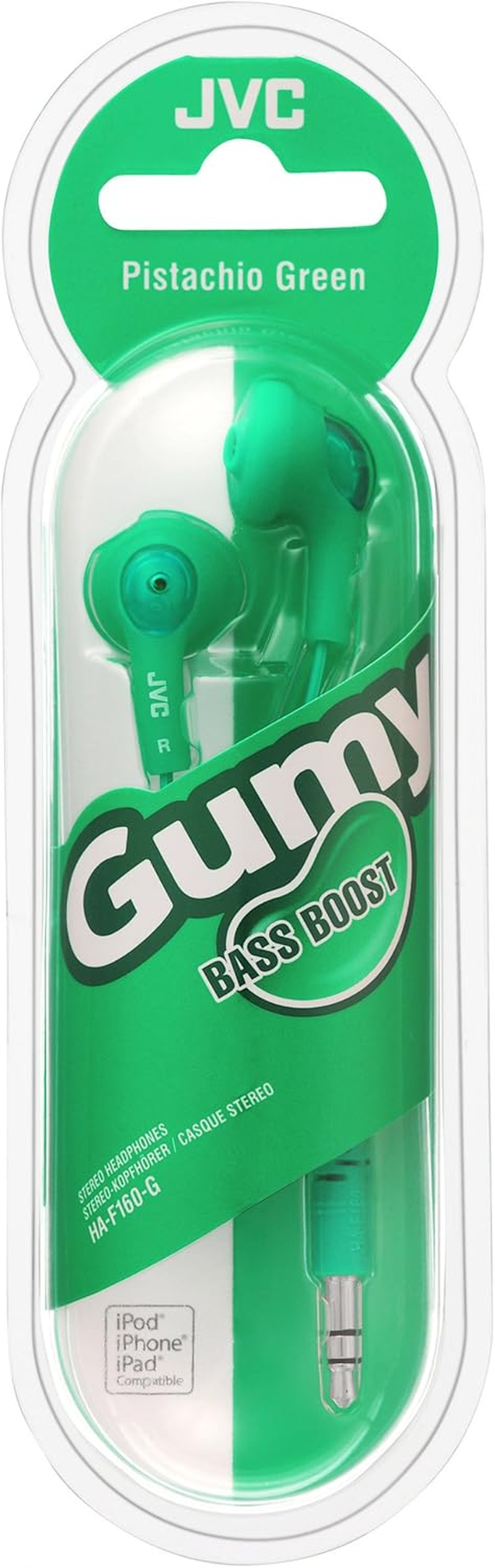 JVC Gumy HA-F160-G-E In-Ear Headphones Stereo Headphones with Bass Boost and 3.5 Mm Jack Cable 1.2 M Green image number 1